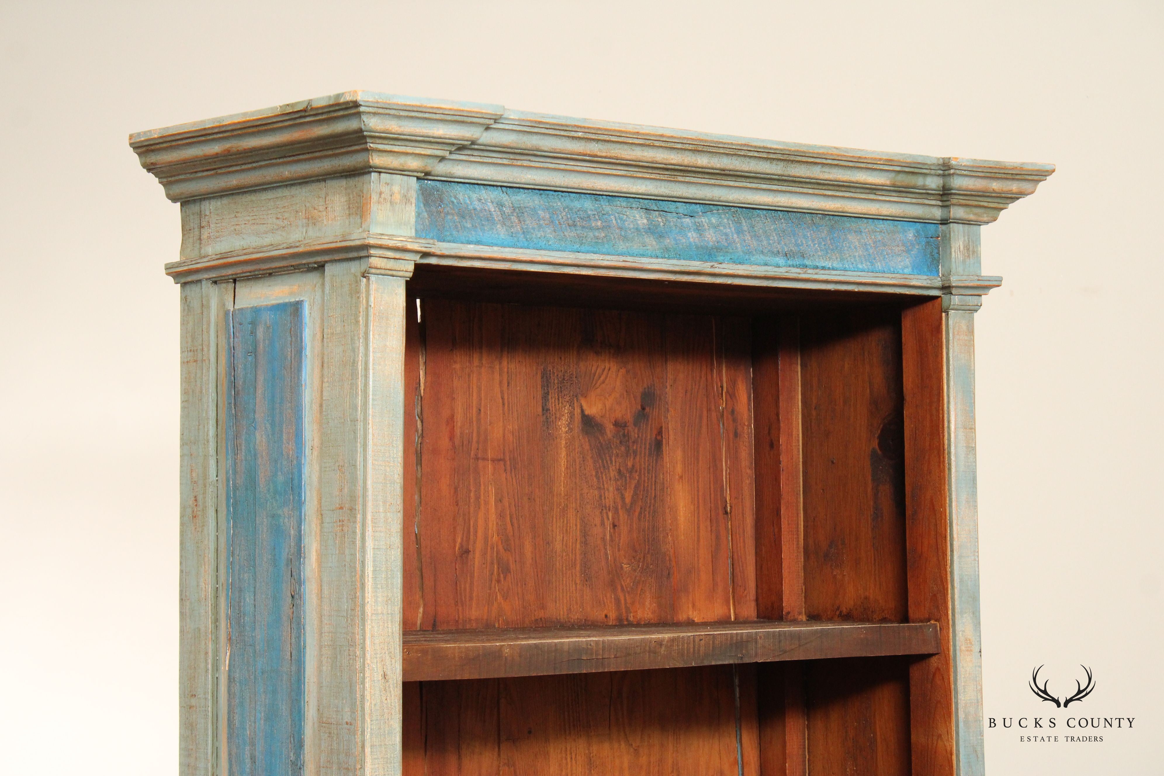 Rustic Farmhouse Style Painted Tall Open Bookcase