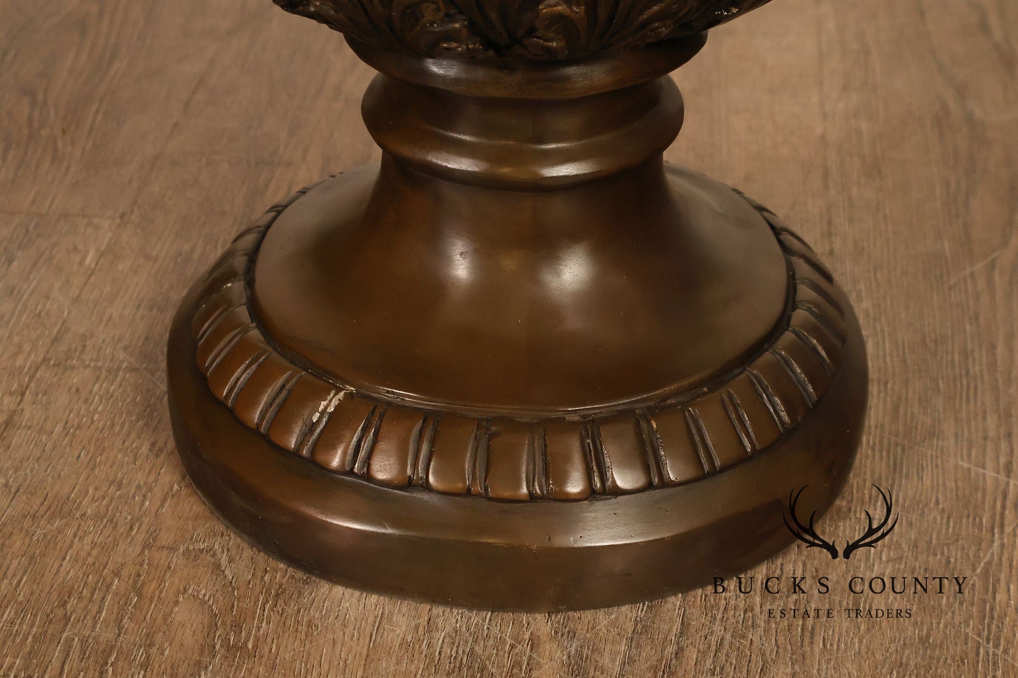 Neoclassical Style Large Pair Of Cast Bronze Covered Urns With Figural Relief