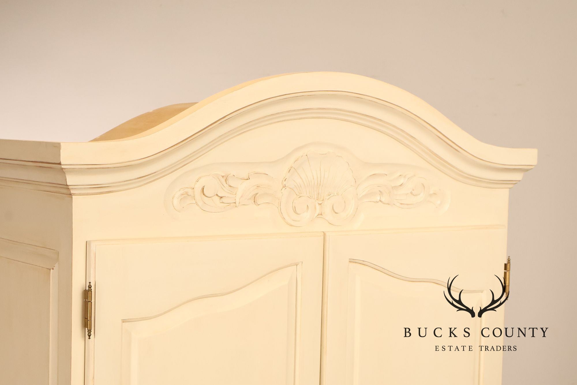 French Country Style Cream Painted Armoire