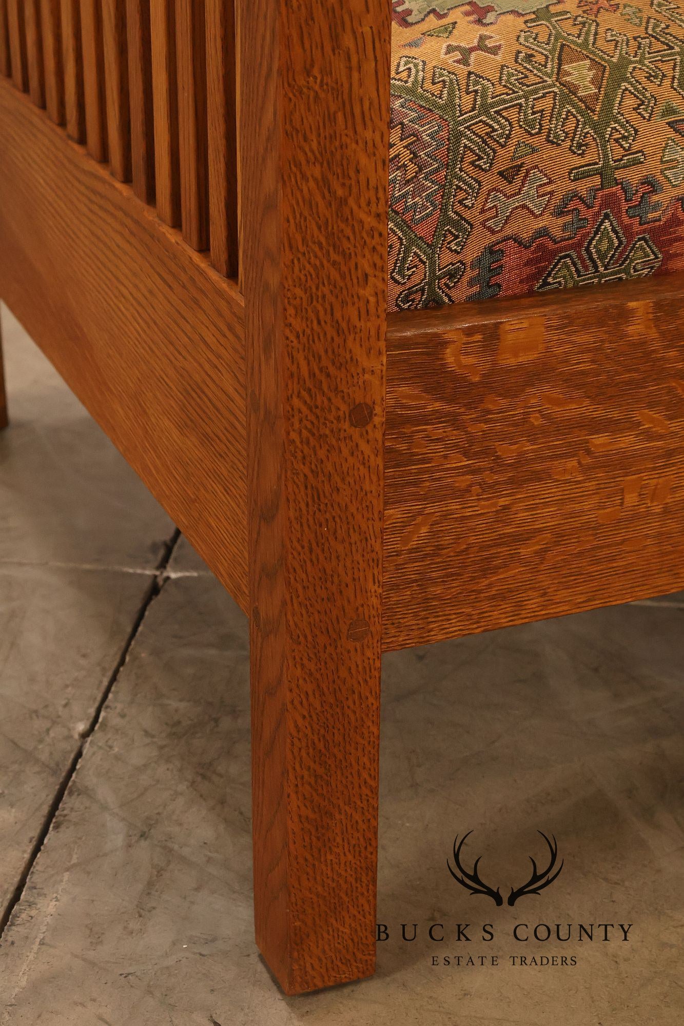 Stickley Mission Collection Oak Spindle Cube Lounge Chair