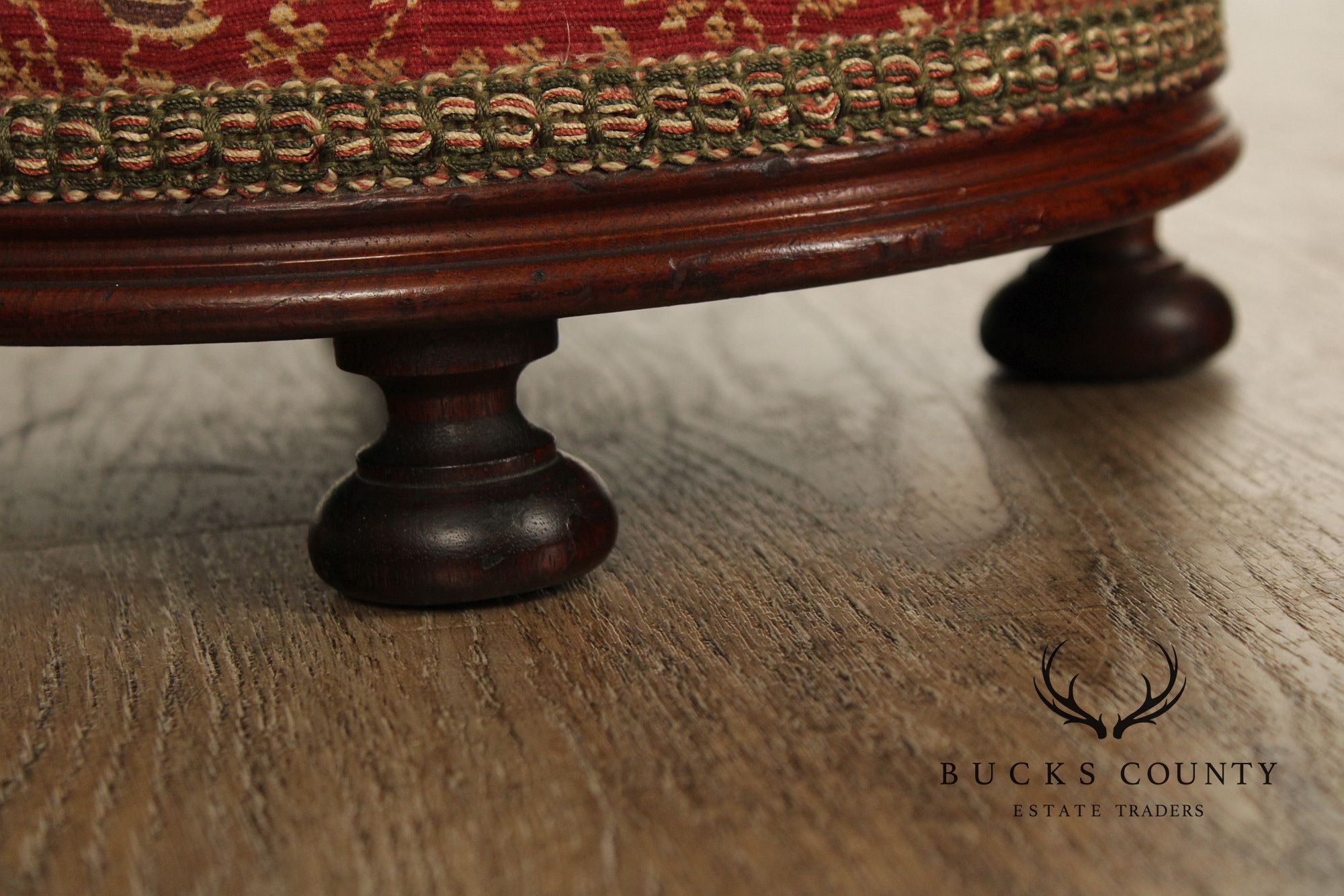 Antique Victorian Low Round Foot Stool