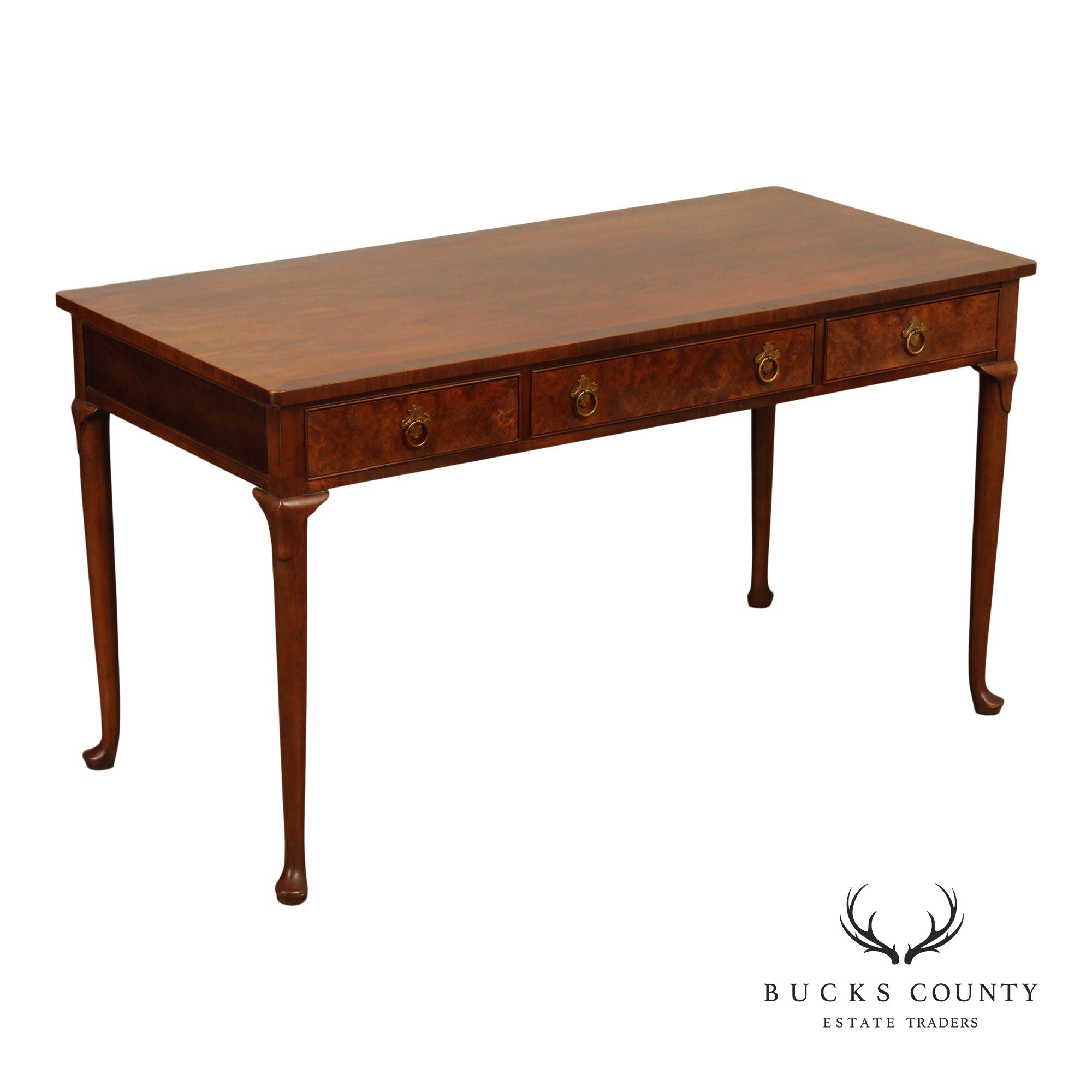 Baker Queen Anne Style Vintage Walnut Writing Desk