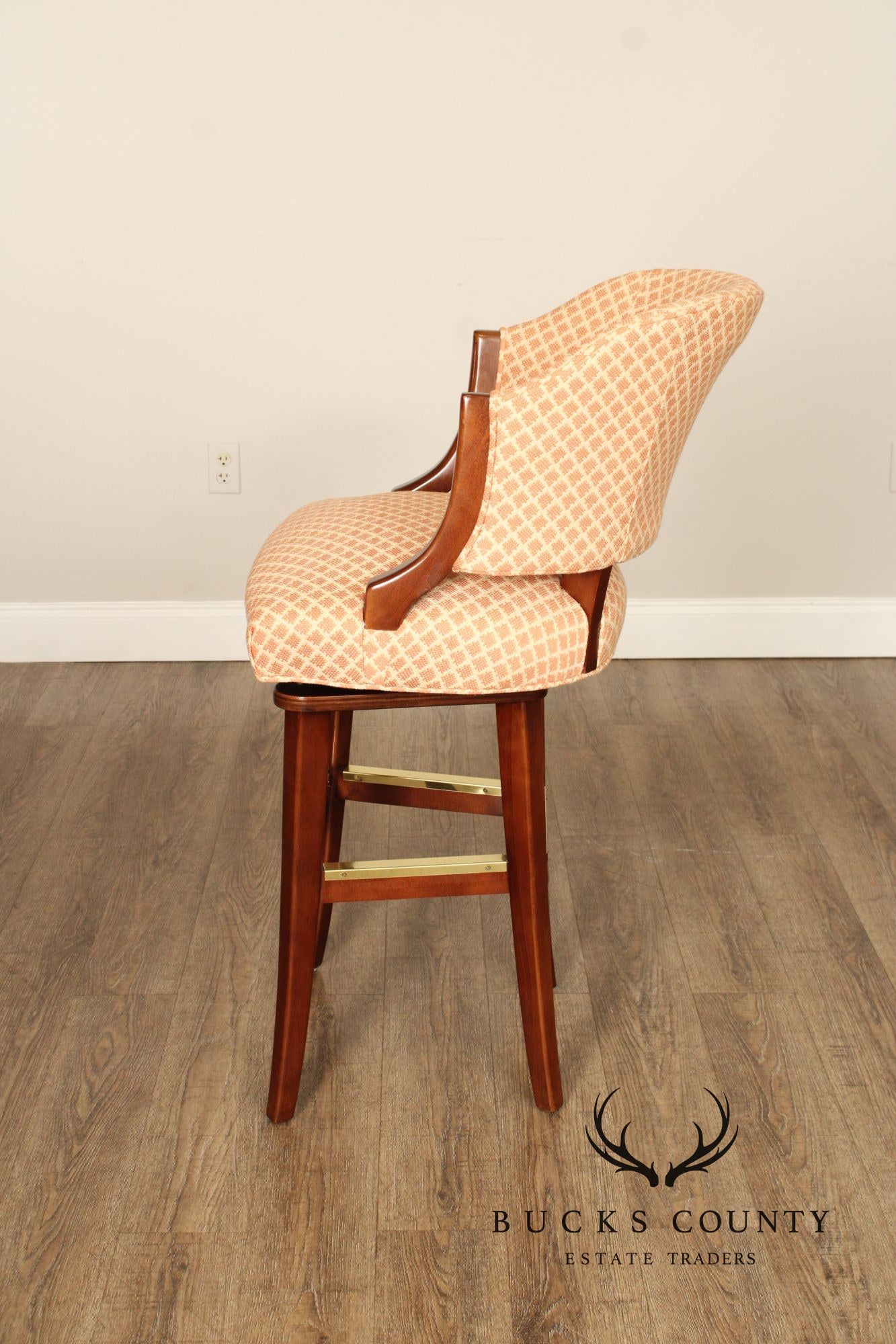 Southwood  Pair Of Custom Upholstered Swivel Bar Stools