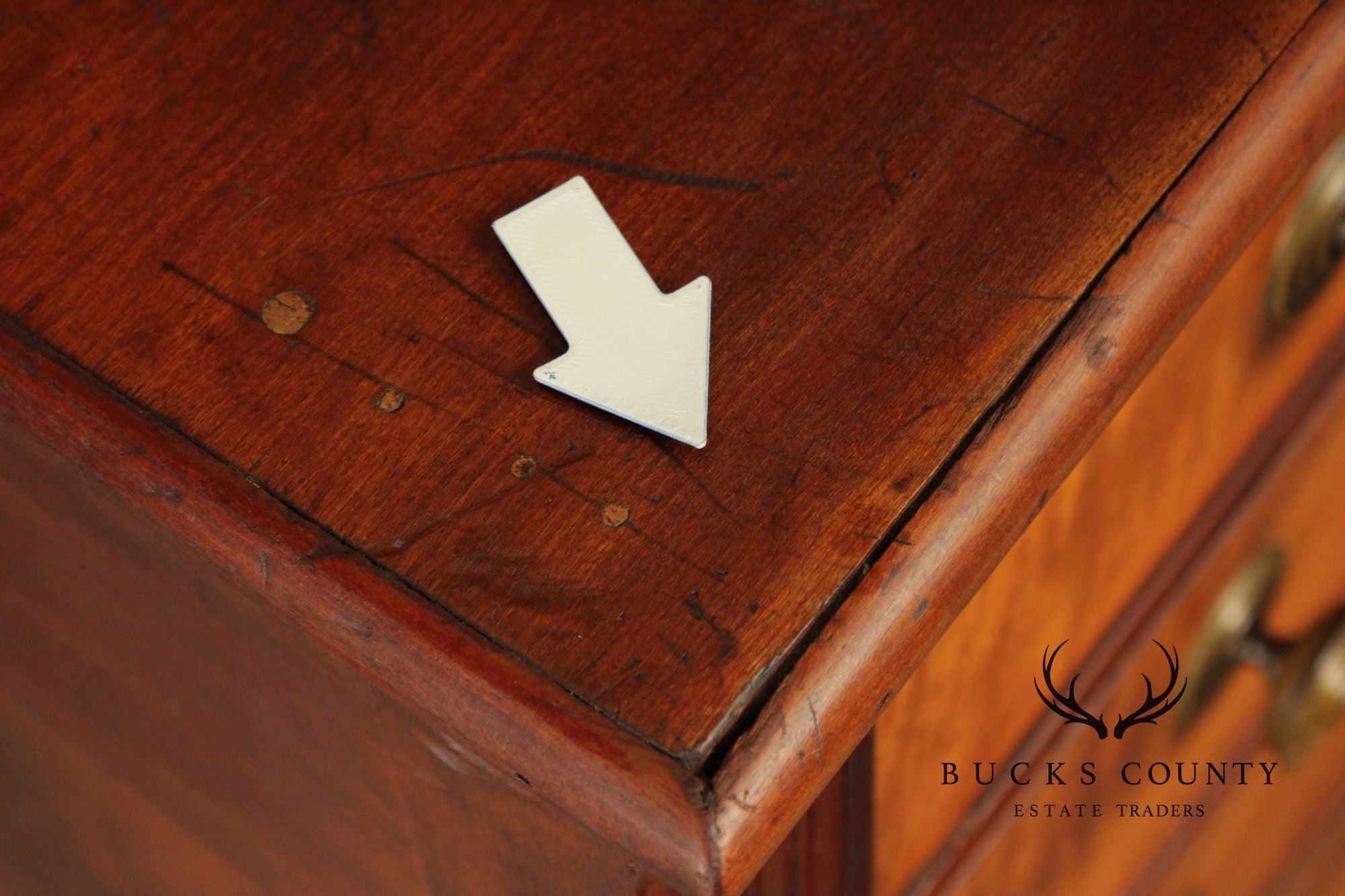 Antique American Federal Style Chest With Tiger Maple Drawer Fronts