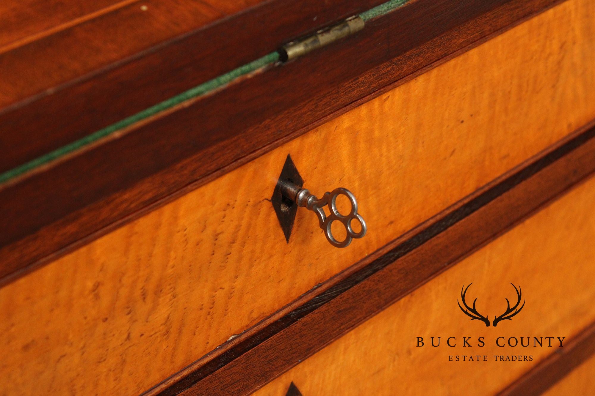 Federal Style Inlaid Mahogany And Tiger Maple Tambour Door Writing Desk