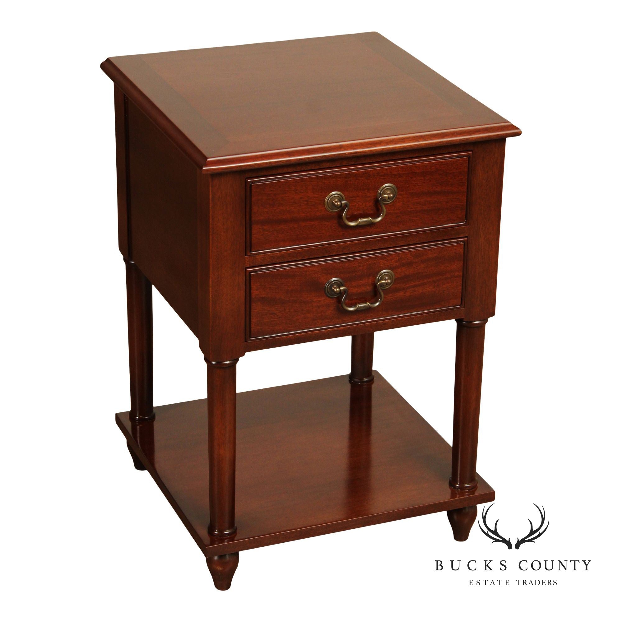 Traditional Mahogany Two Drawer Nightstand