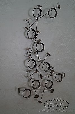 Mid Century Modern Geometric Iron Wall Sculpture (manner of Curtis Jere)