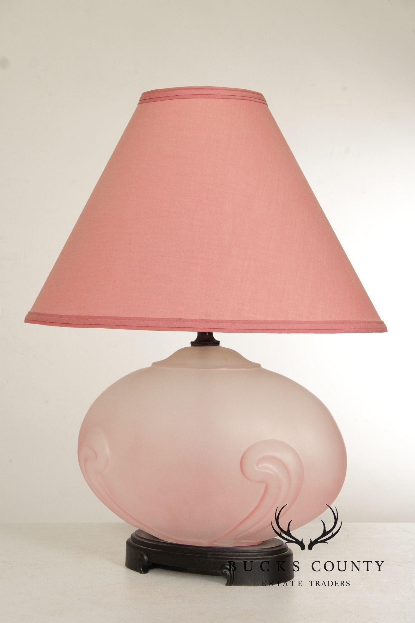 Hollywood Regency Pink Glass Table Lamp