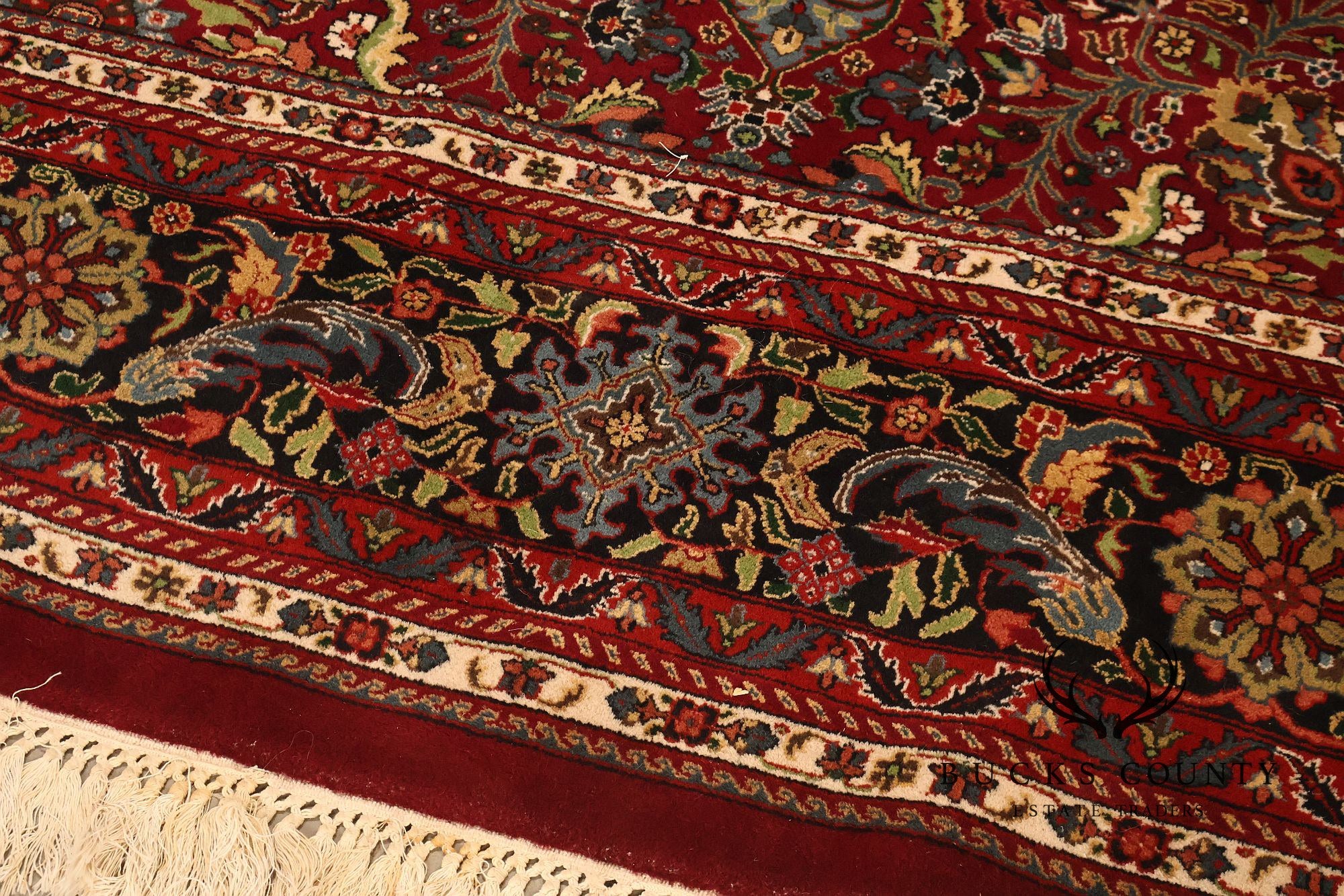 Hand Knotted Persian Style Wool Area Rug With Floral Medallion Design