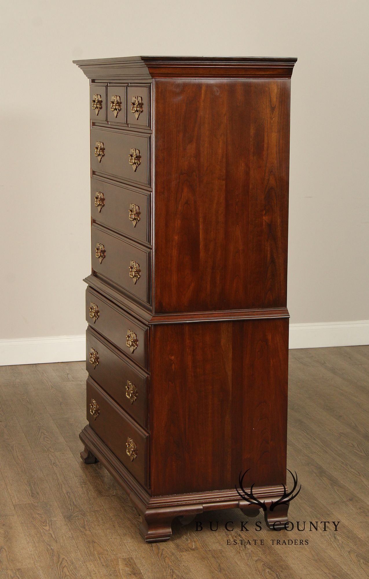 Harden Chippendale Style Vintage Cherry Chest on Chest