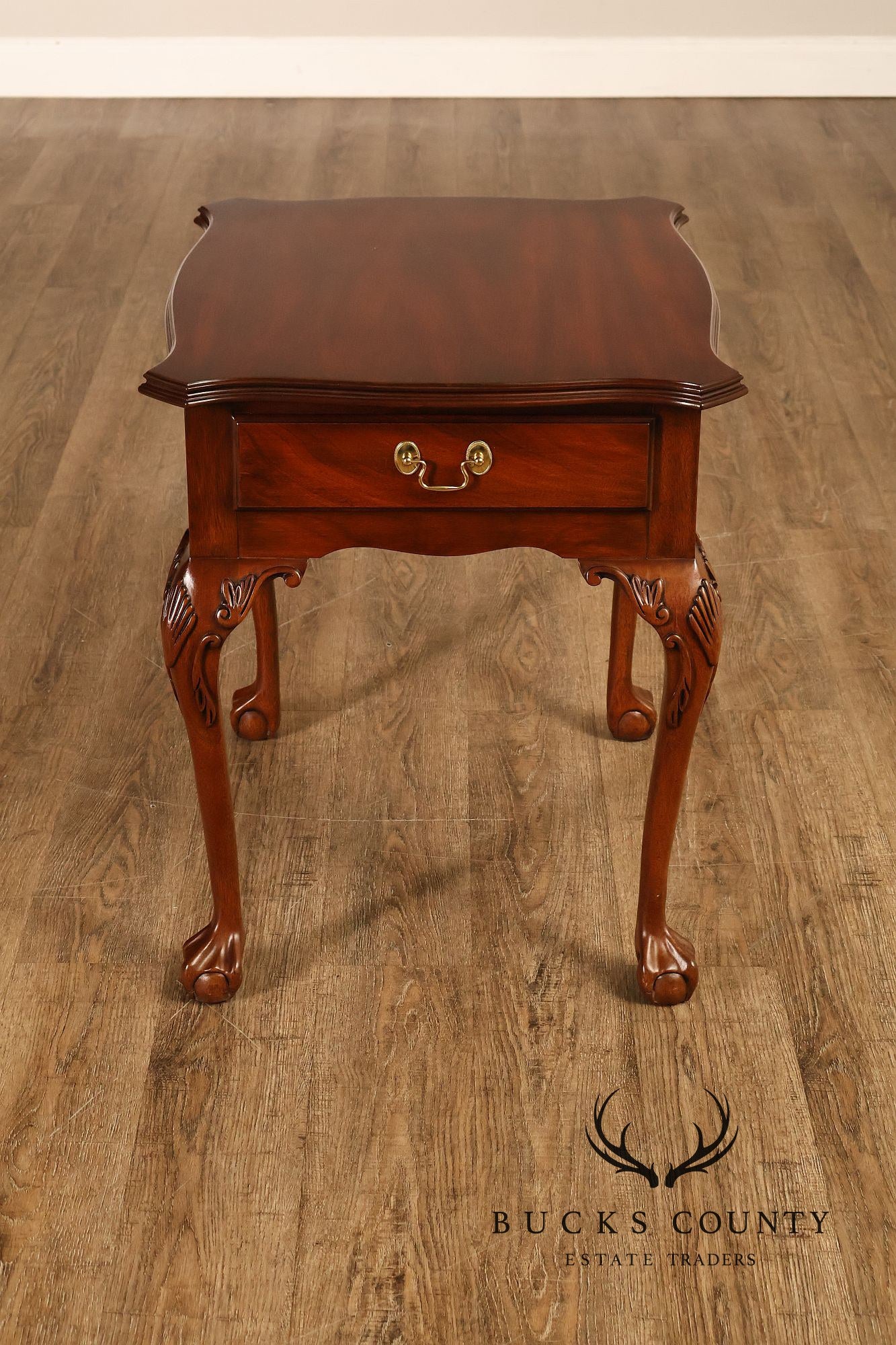 Henkel Harris Chippendale Style Mahogany One Drawer Lamp End Table