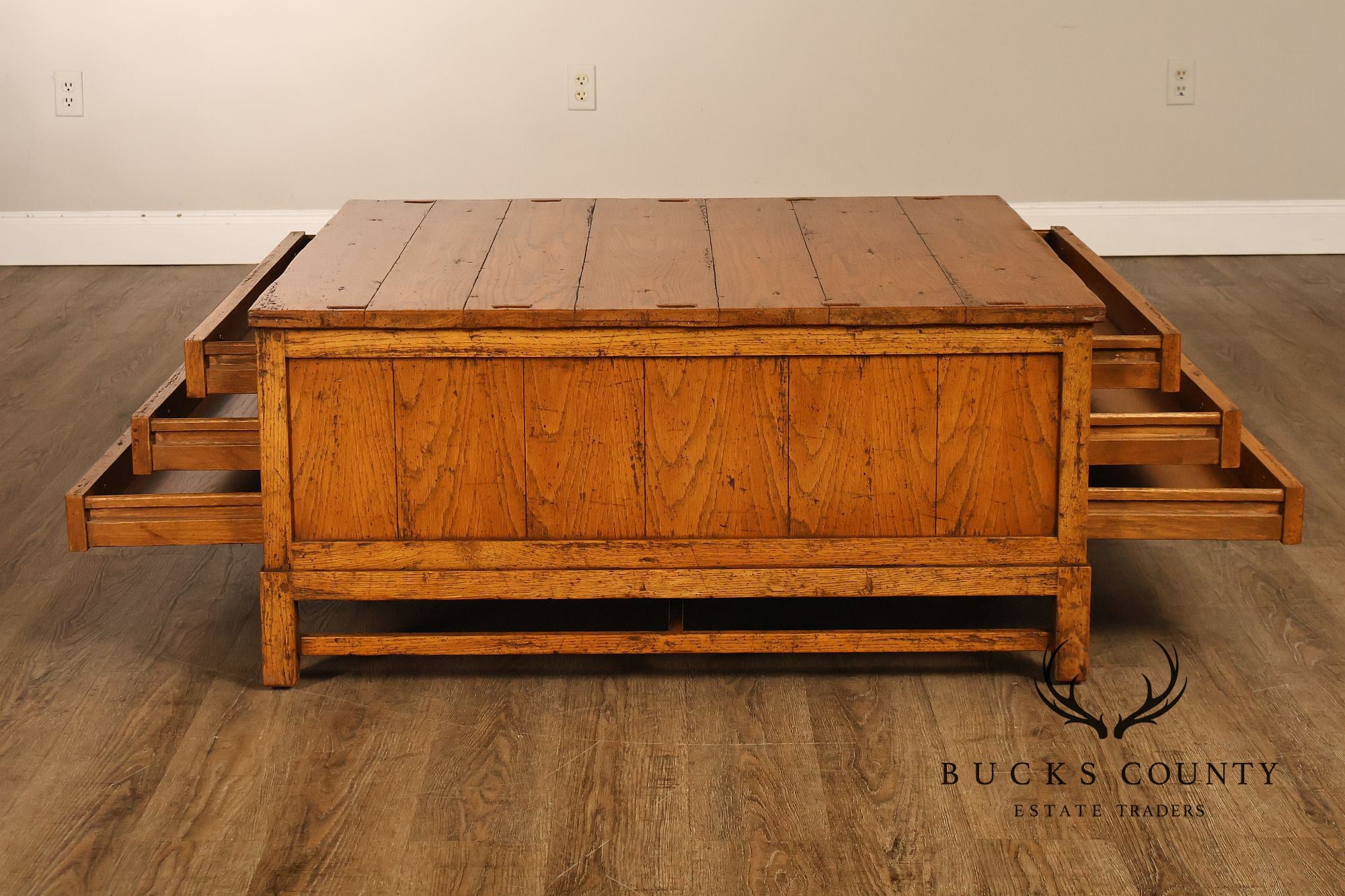Guy Chaddock Antiqued Oak Storage Coffee Table