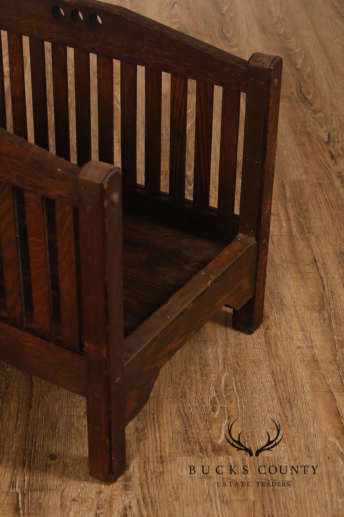 Antique Cushman Mission Oak Firewood Rack