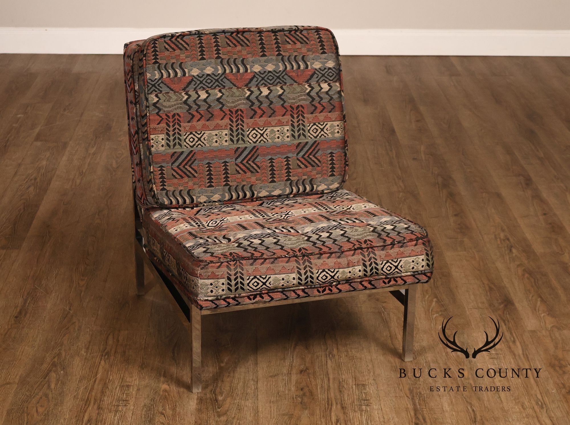 Florence Knoll Mid Century Modern Pair of Chrome Lounge Chairs