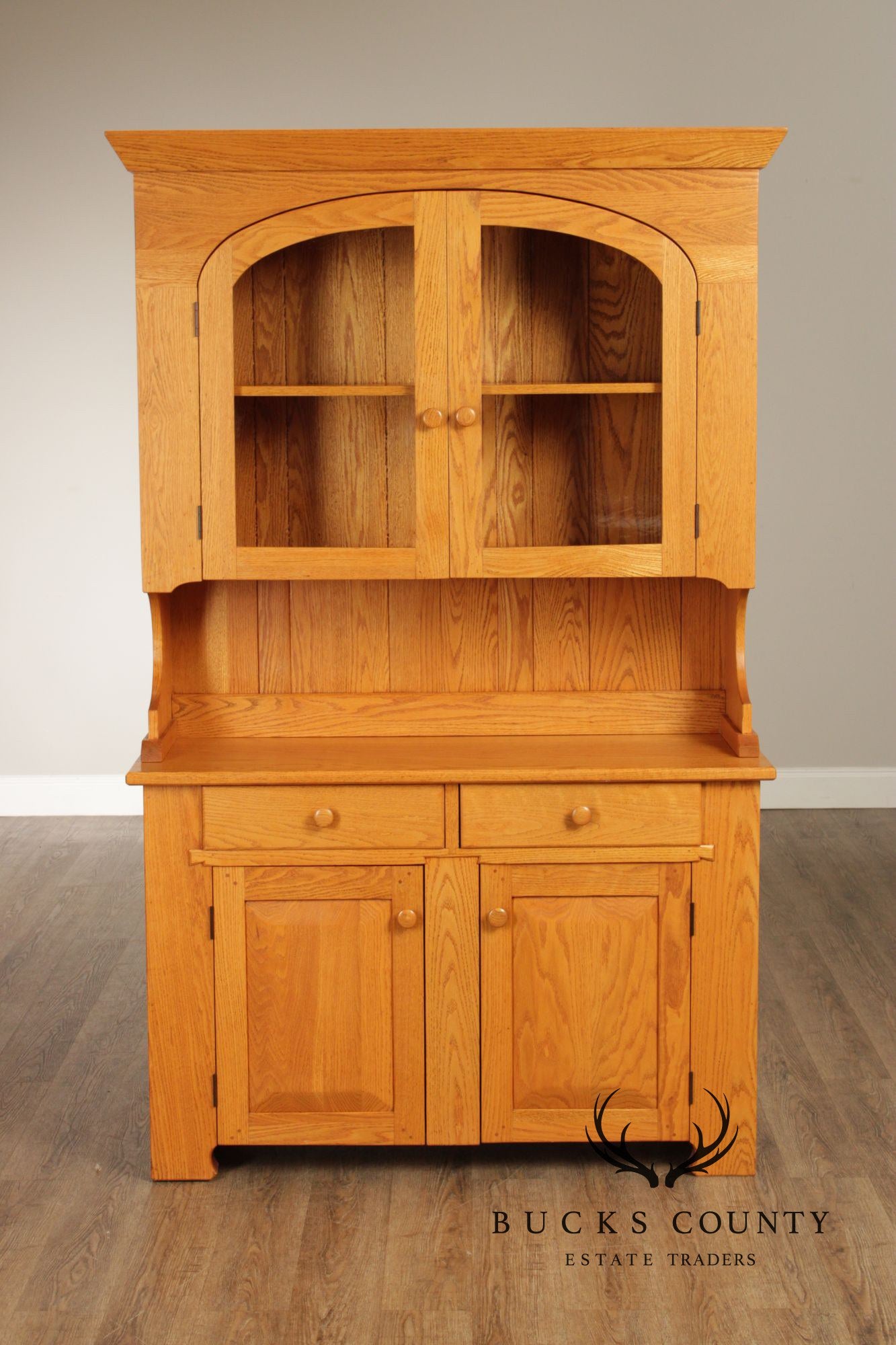 Hunt Country Furniture Oak Step Back Hutch China Cabinet