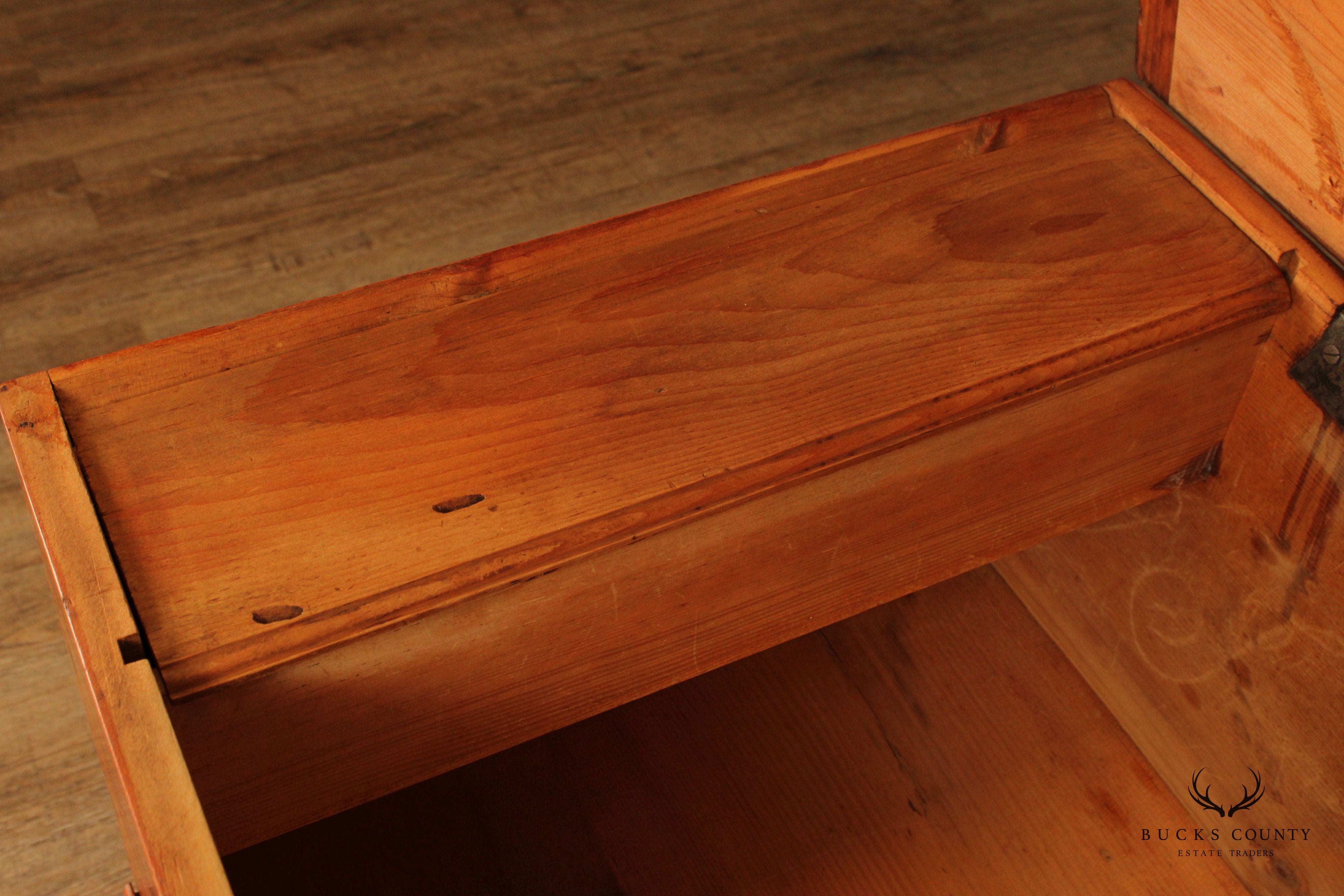 Antique Chippendale Large Two-Drawer Pine Blanket Chest