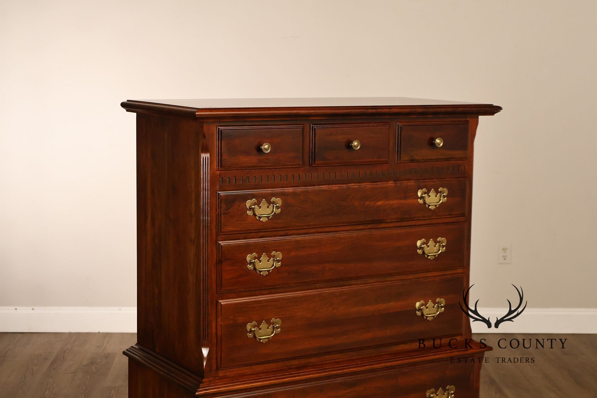 Chippendale Style Cherry Tall Chest of Drawers