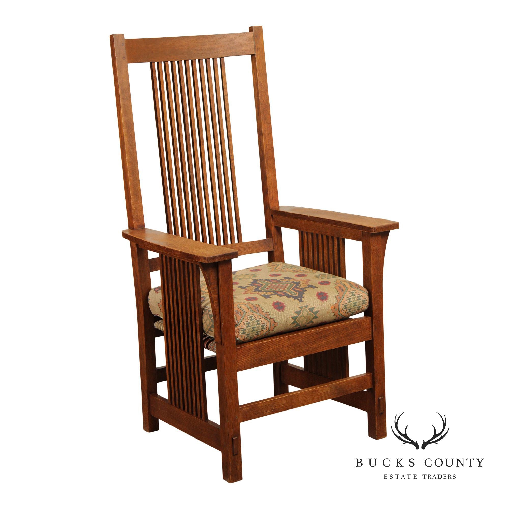 Stickley Mission Collection Oak Spindle Armchair