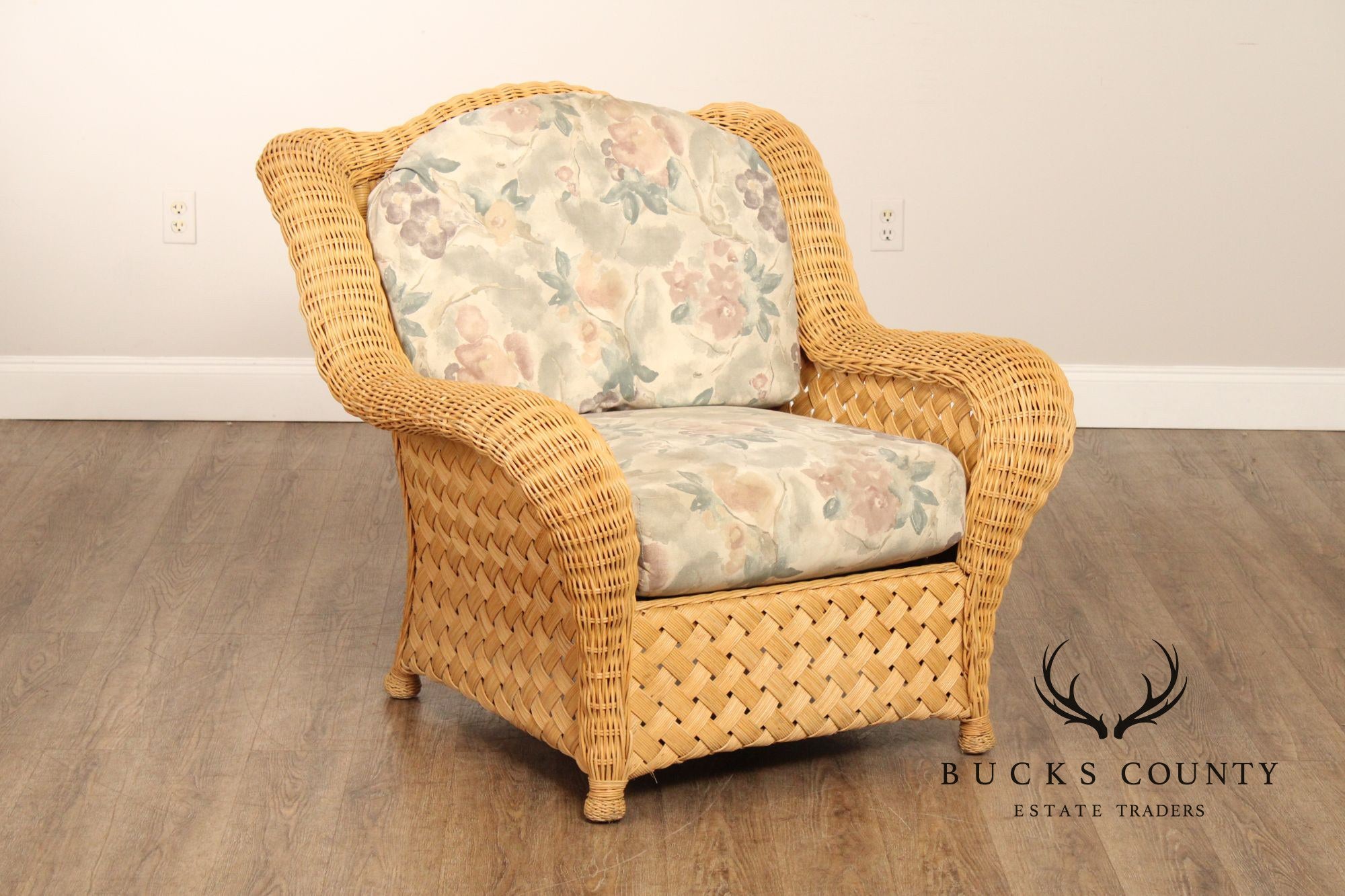 Quality Vintage Wicker Lounge Armchair