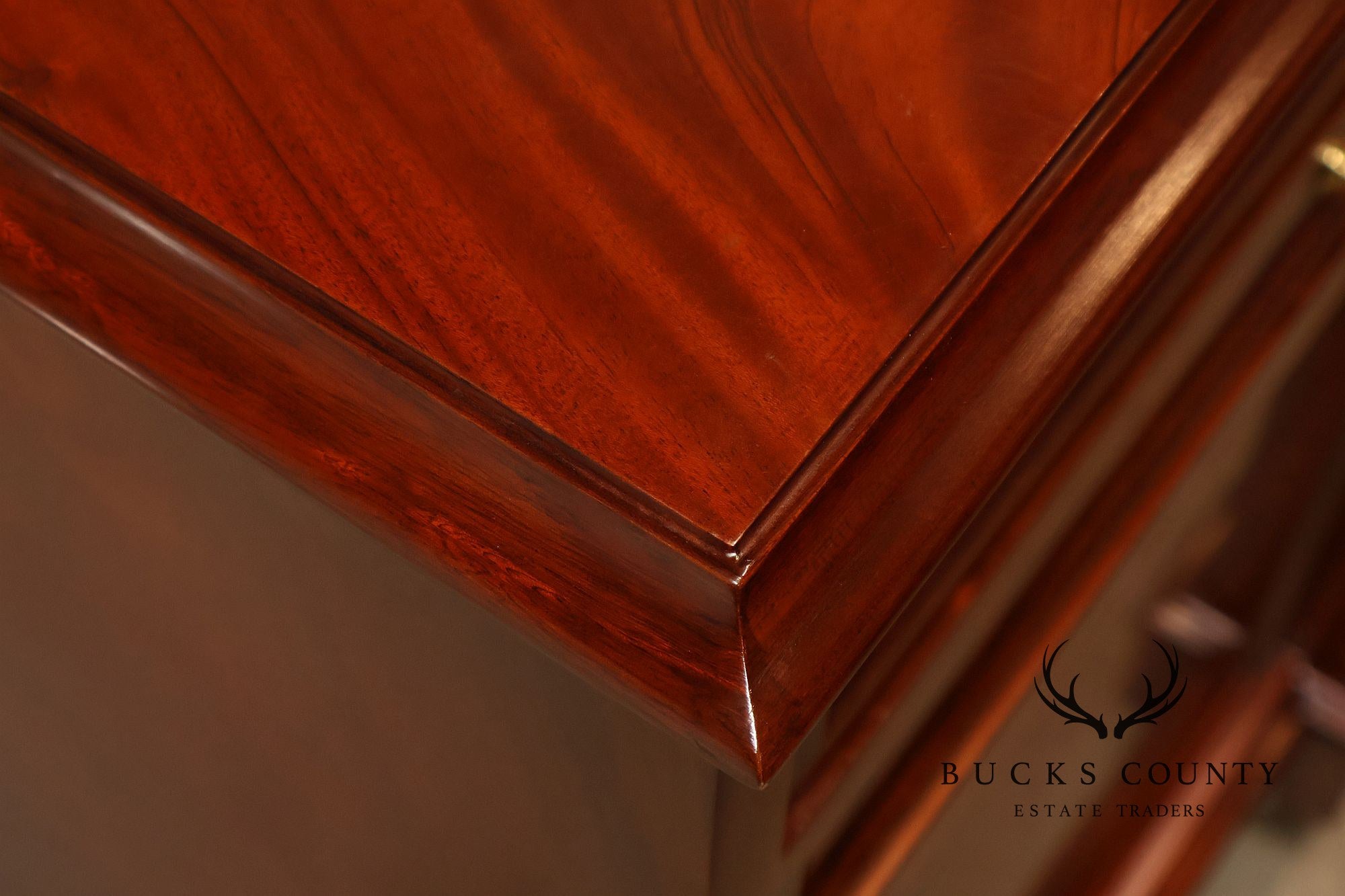 Flame Mahogany Breakfront Buffet Sideboard with Drop Front Secretary Desk