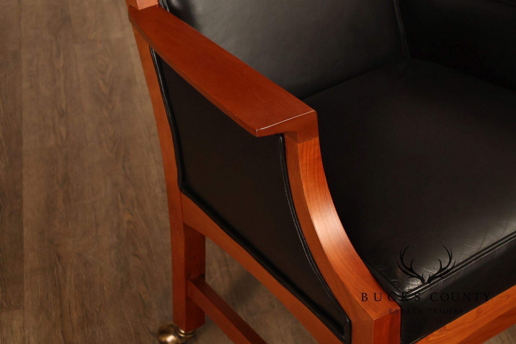 Stickley Mission Collection Pair Of Cherry And Leather Armchairs
