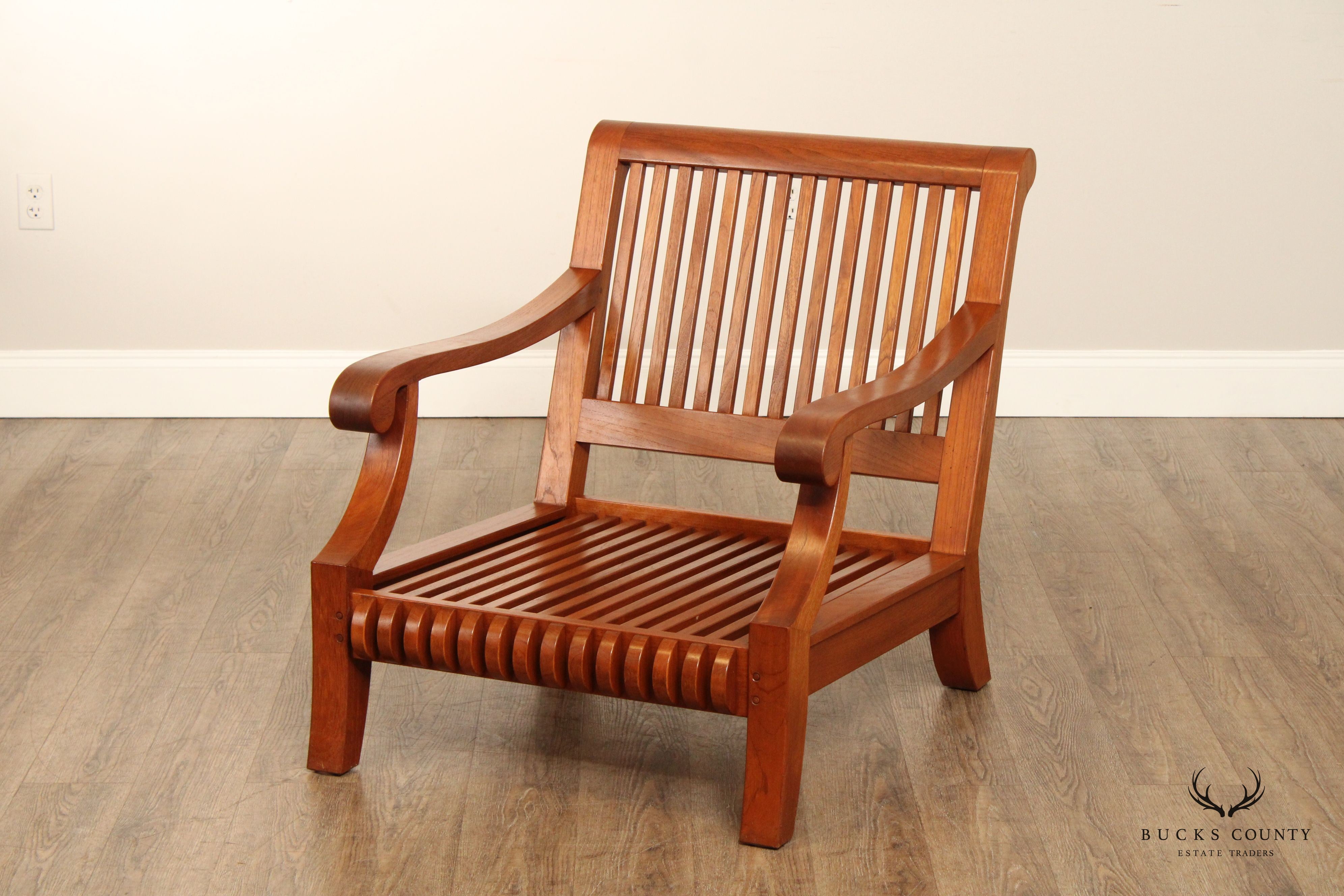 Smith & Hawken Pair of Teak Outdoor Patio Lounge Chairs