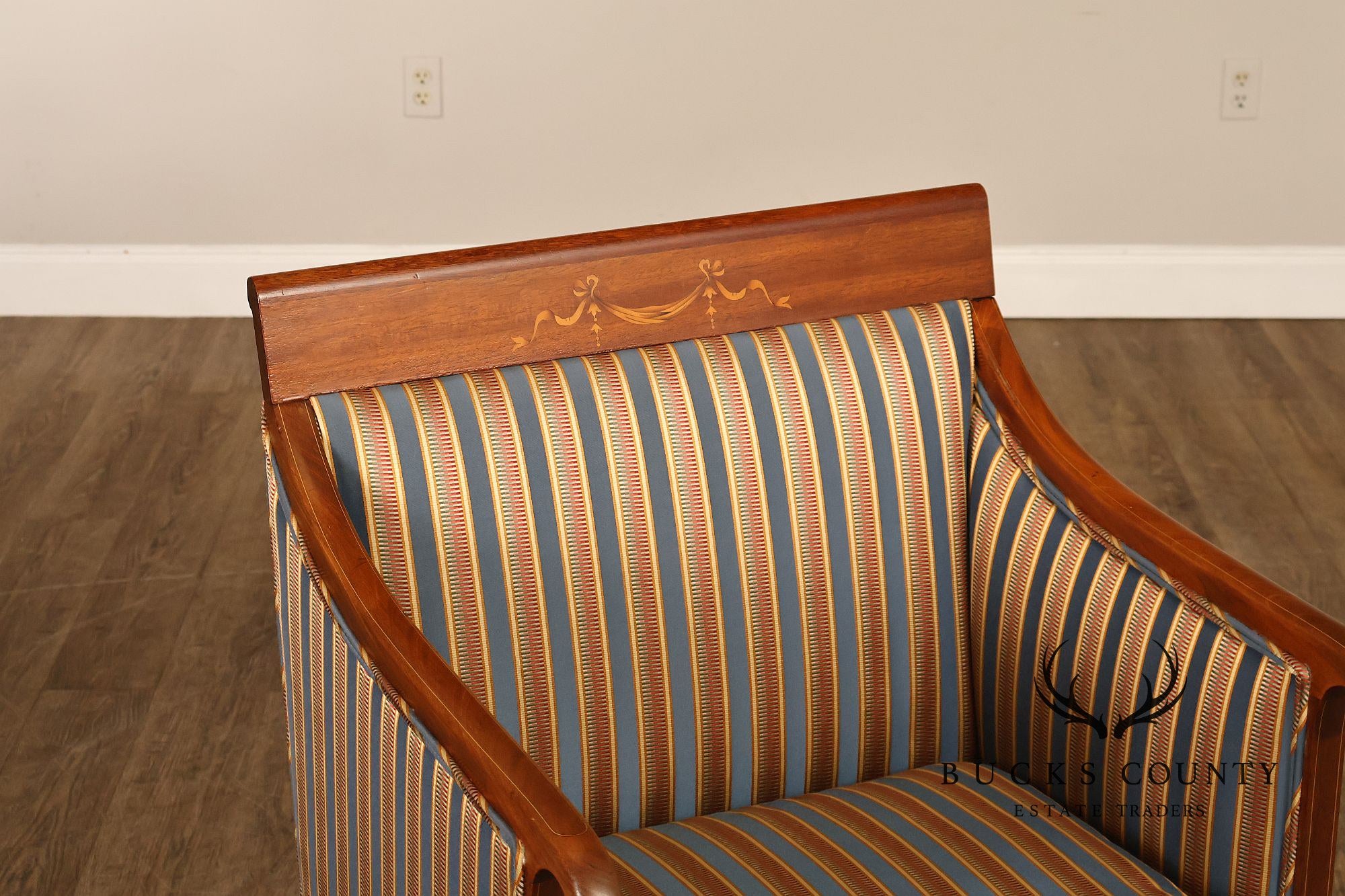 Sheraton Style Vintage Inlaid Mahogany Armchair