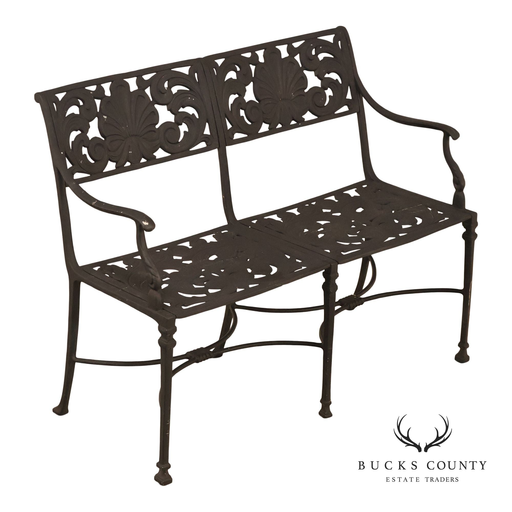 Outdoor Lifestyles Cast Aluminum Garden Bench With Decorative Back