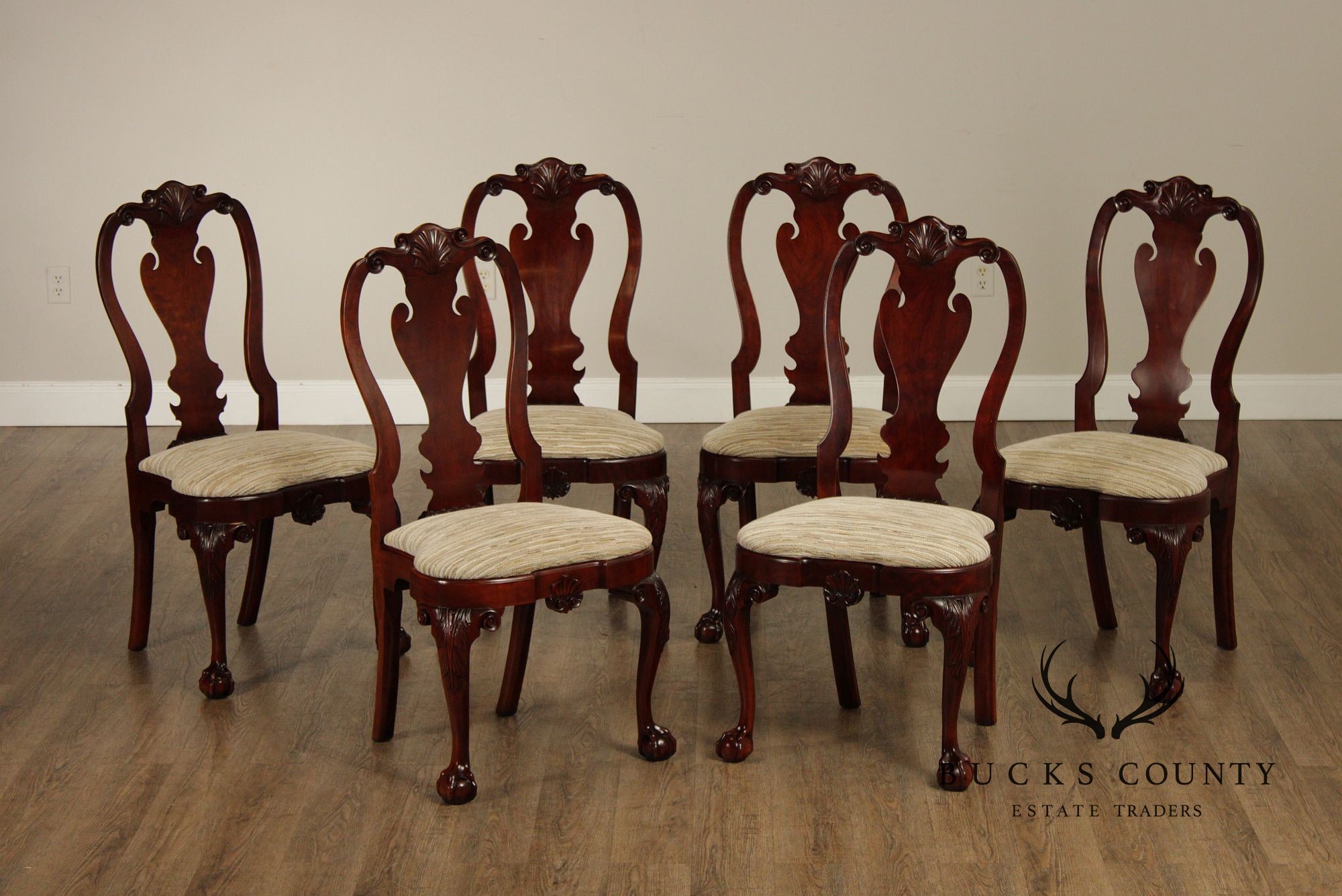 Kindel Winterthur Collection Set Of Six Carved Dining Chairs