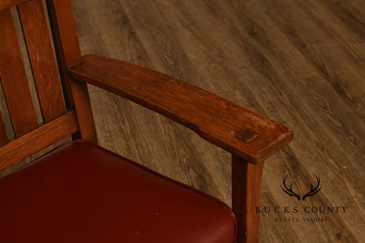 Antique L & J.G. Stickley Oak Slatted Bench