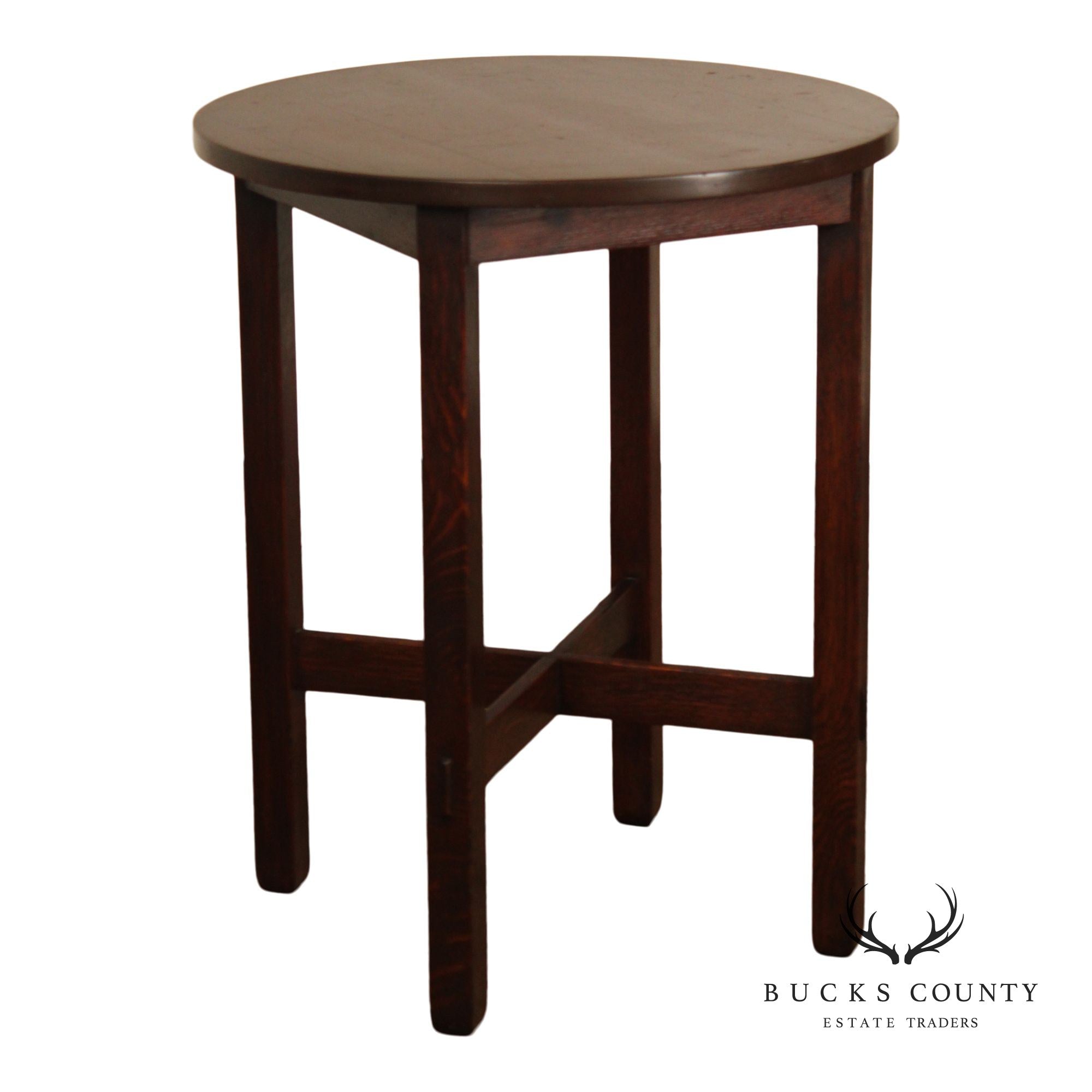 Antique Stickley Brothers Mission Oak 24 Inch Lamp Table