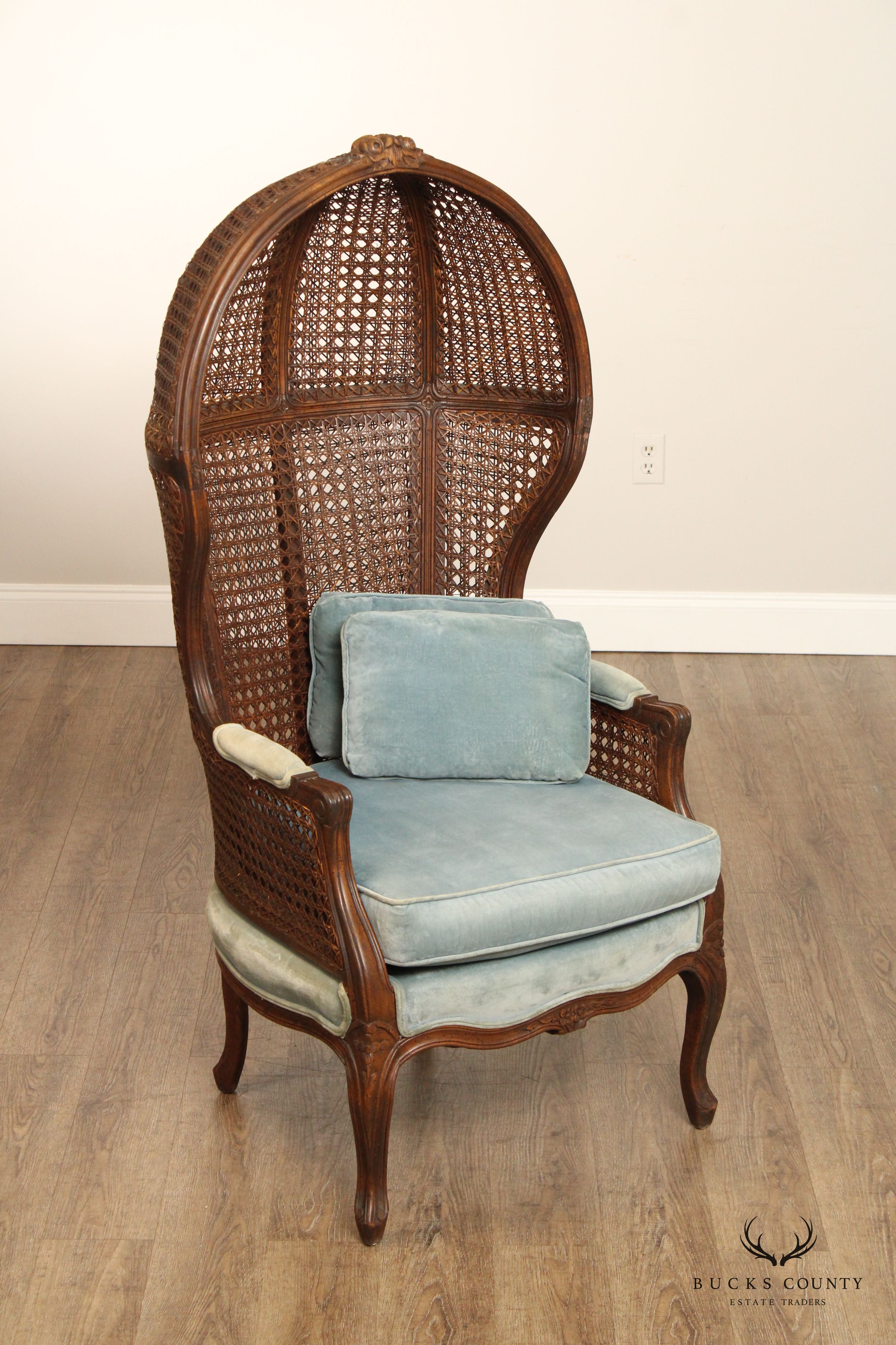 French Louis XV Style Caned High Back Porter's Chair