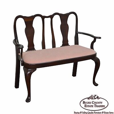 Custom Solid Mahogany Queen Anne Childs Settee