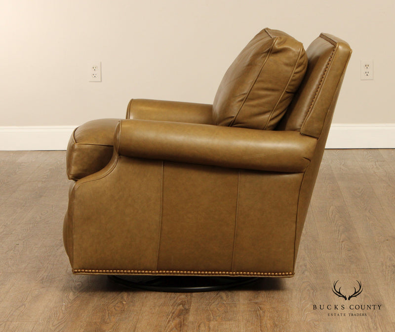 Hancock & Moore Leather Swivel Glider Lounge Chair