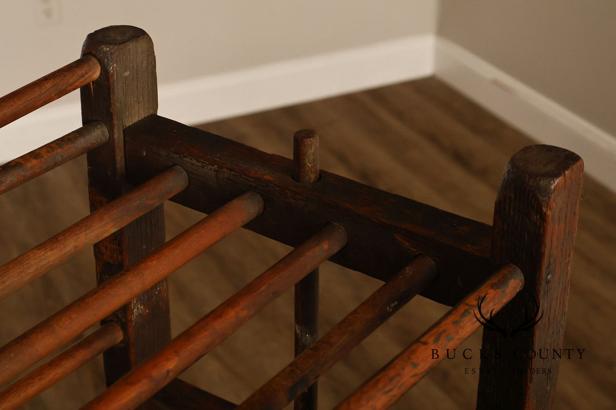 Antique Six-Tier Wooden Shoe Drying Rack