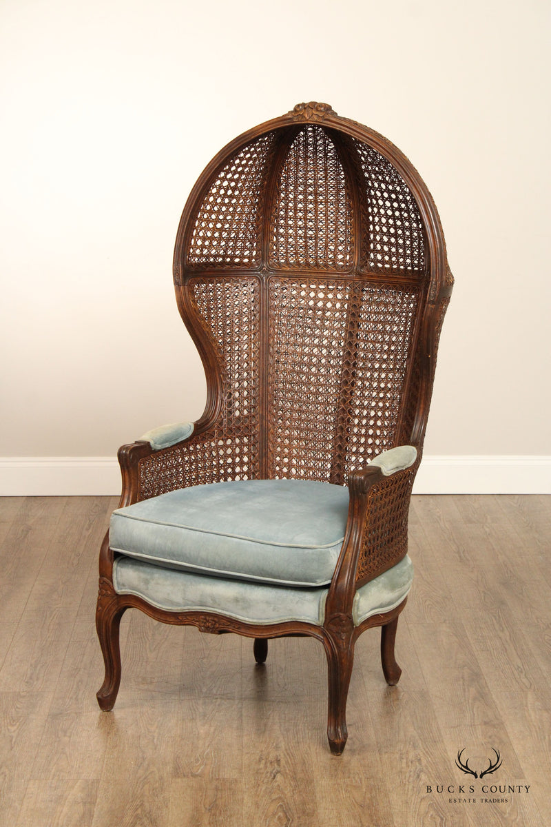 French Louis XV Style Caned High Back Porter's Chair