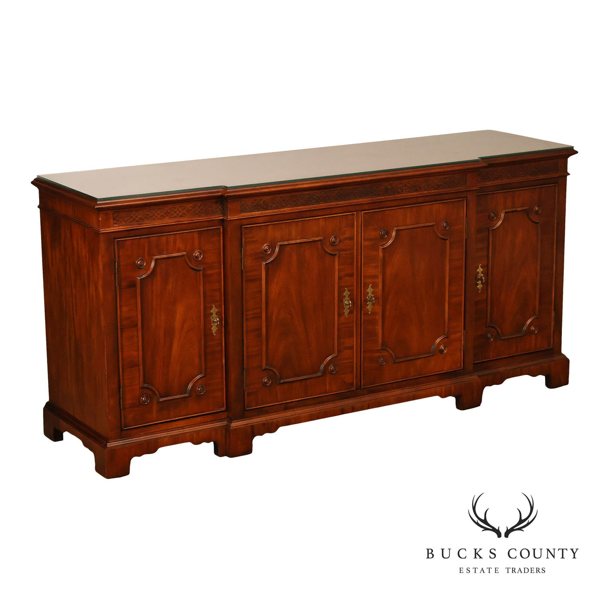 Century Furniture Georgian Style Mahogany Four-Door Buffet Sideboard