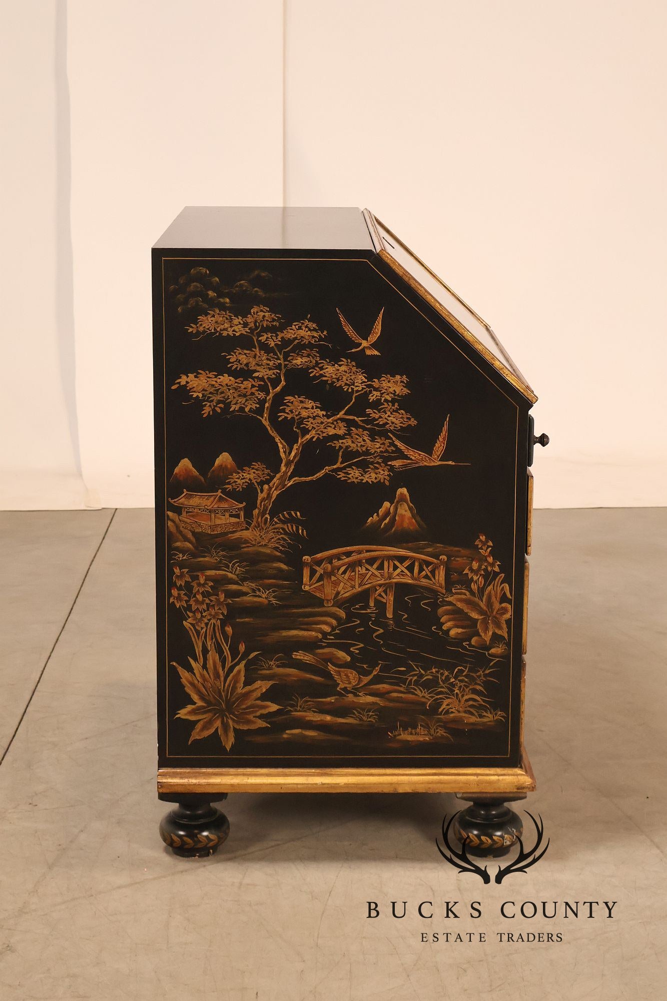 Chinoiserie Decorated Drop Front Secretary Desk