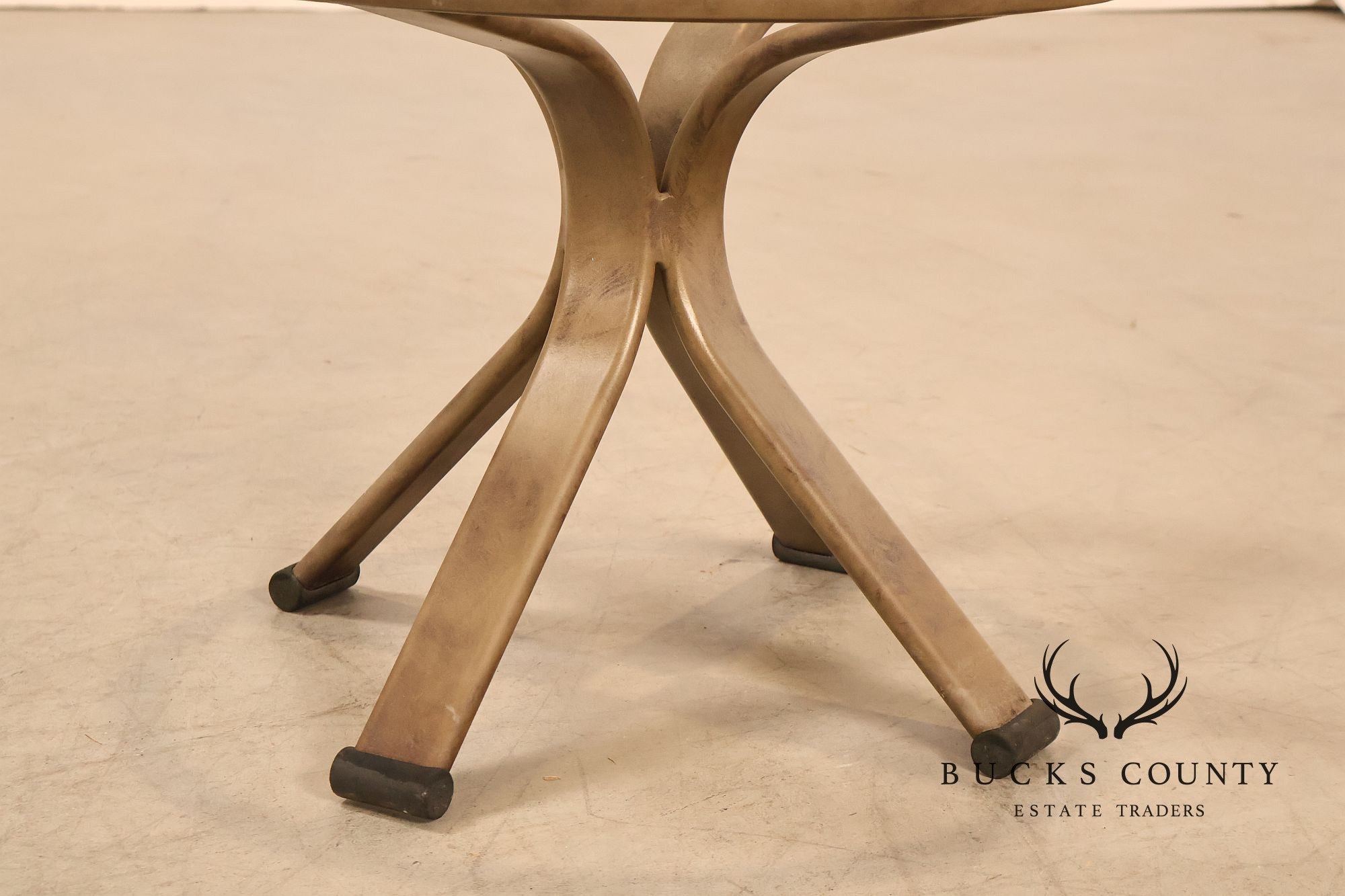 Brown Jordan Pair of Outdoor Round Glass Top Side Tables