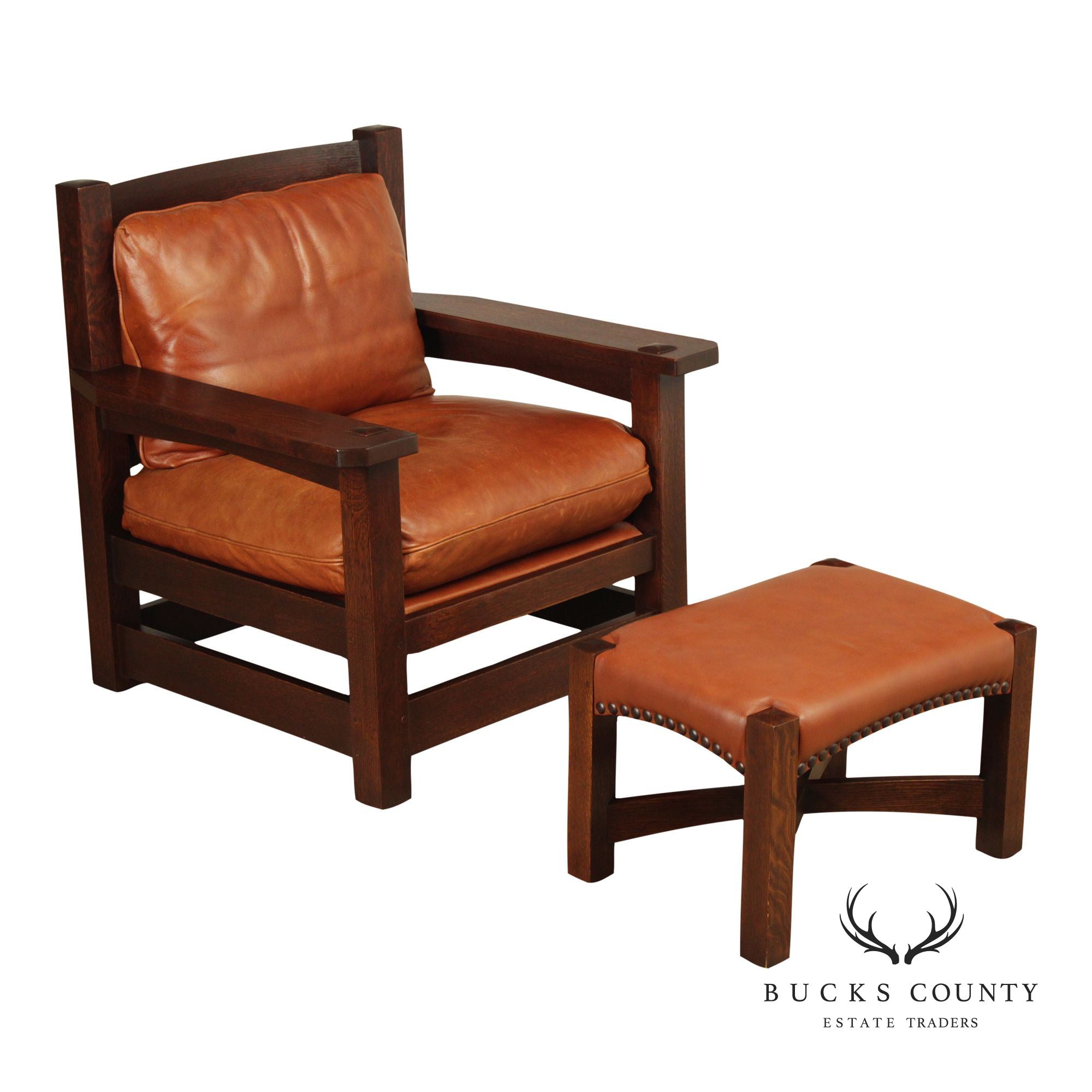 Stickley Mission Collection 'Eastwood' Armchair with Foot Stool
