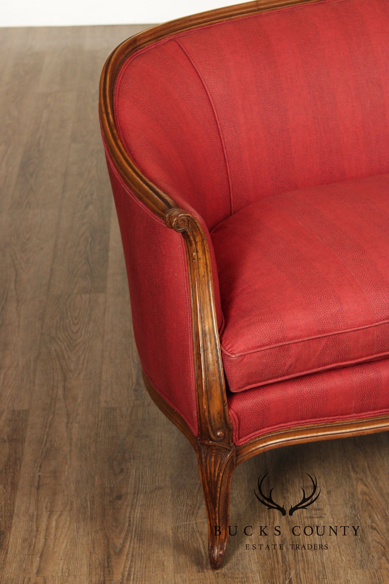 French Louis XV Style Walnut Upholstered Sofa