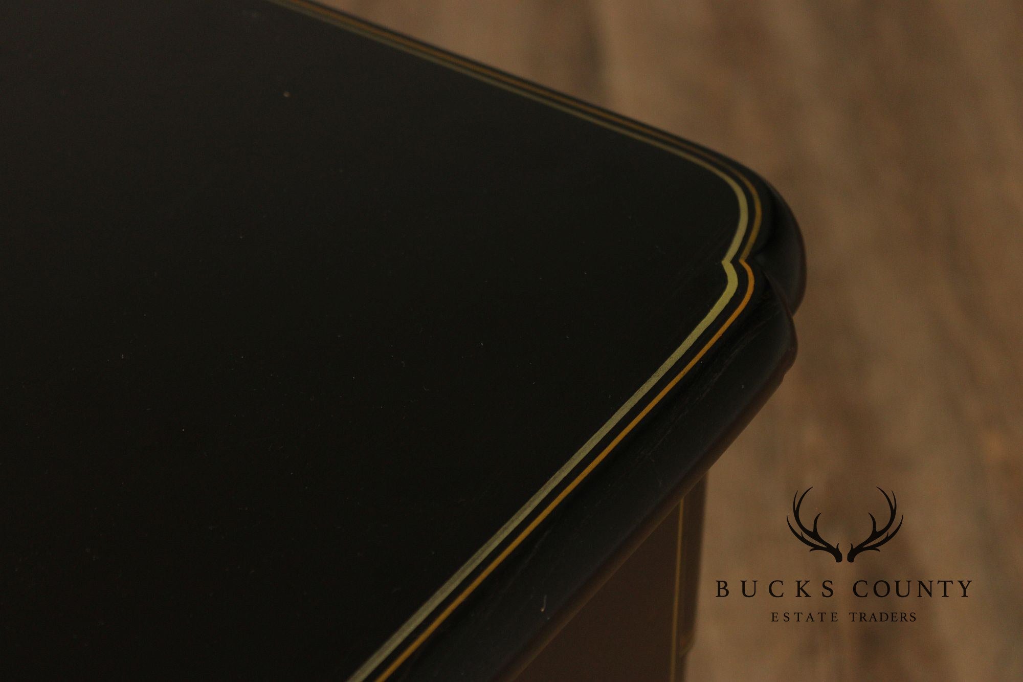 L. Hitchcock Black And Gold Stenciled Vanity Desk And Stool