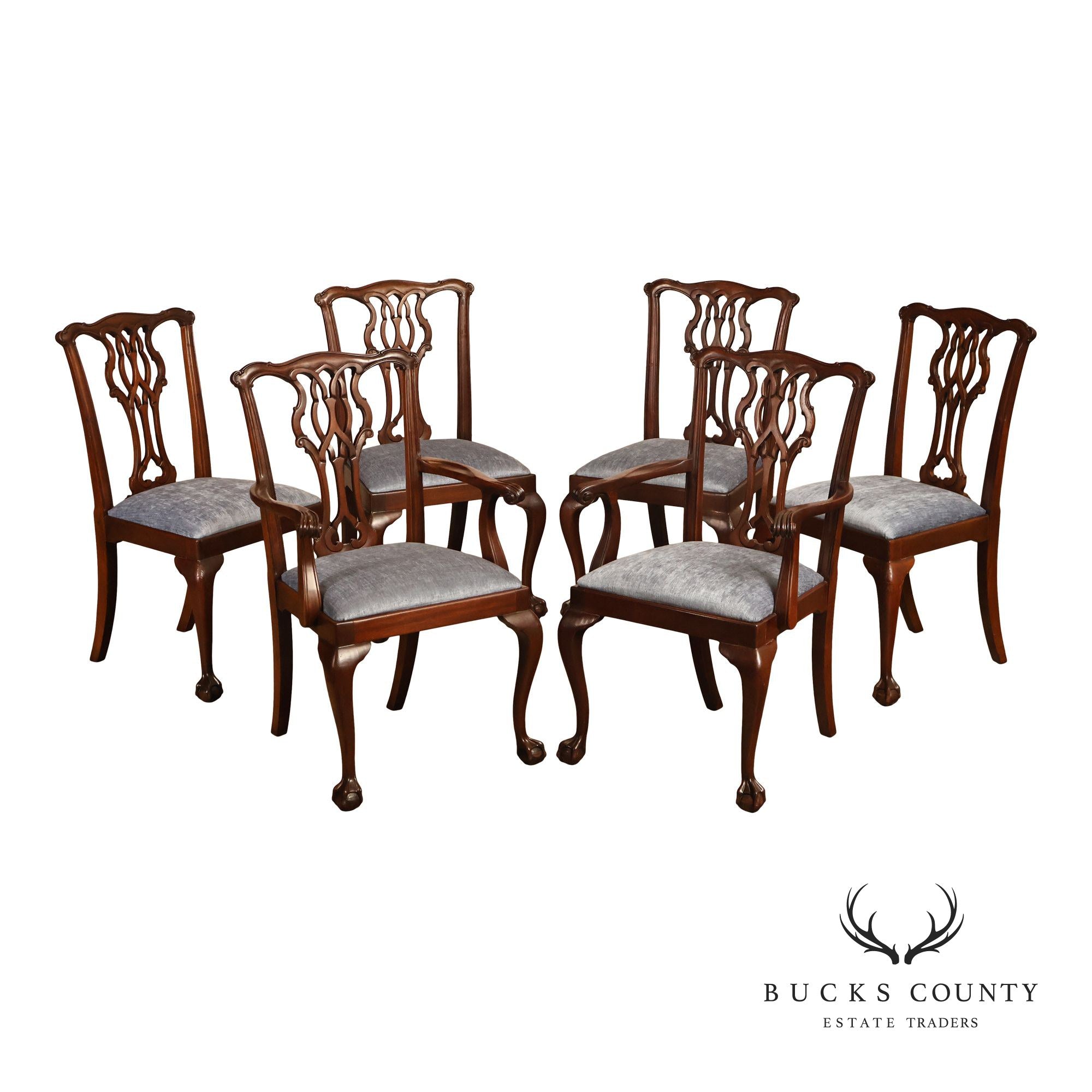 Councill Chippendale Style Vintage Set of Six Mahogany Dining Chairs