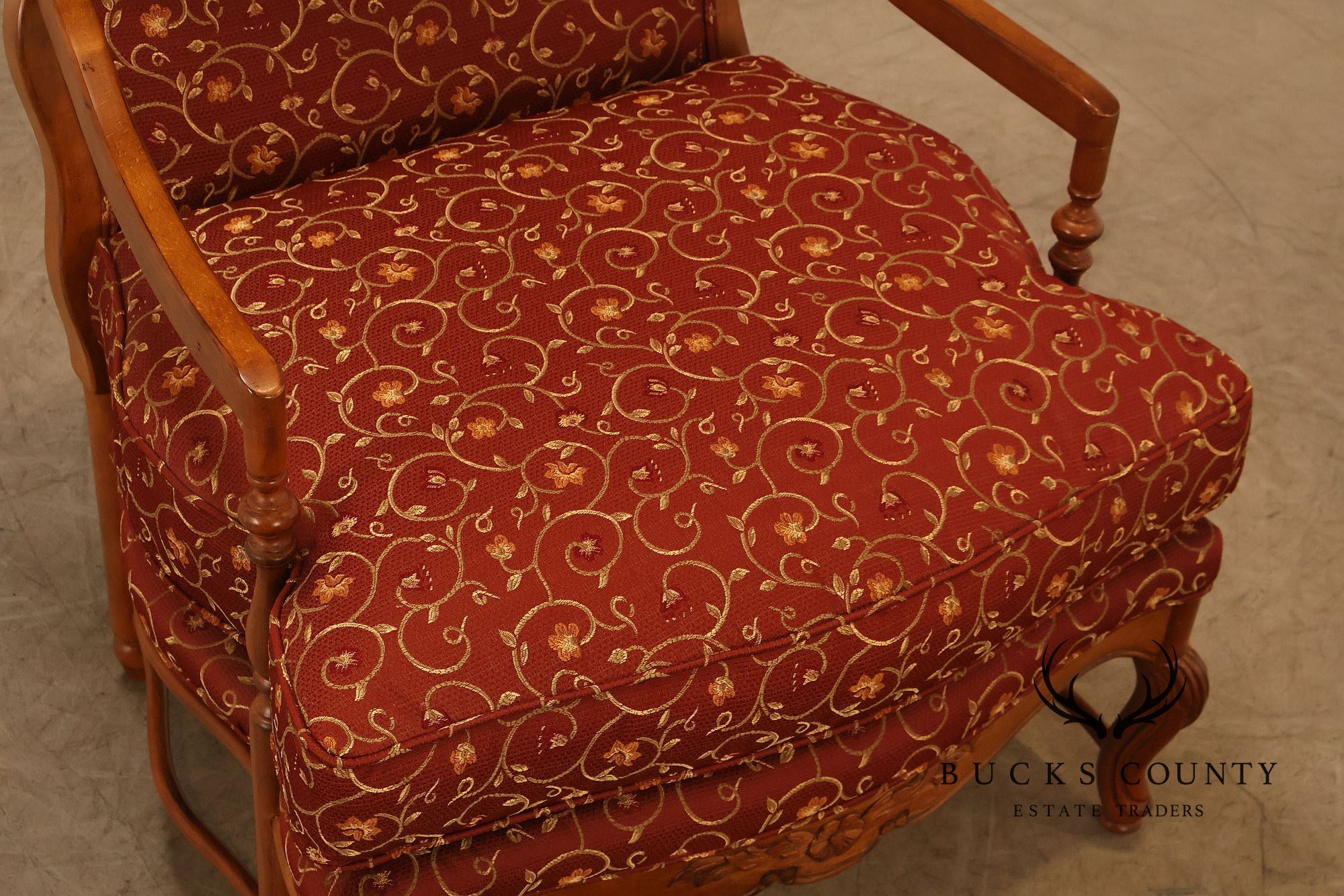 Highland House Pair Of Genevieve French Country Upholstered Lounge Chairs