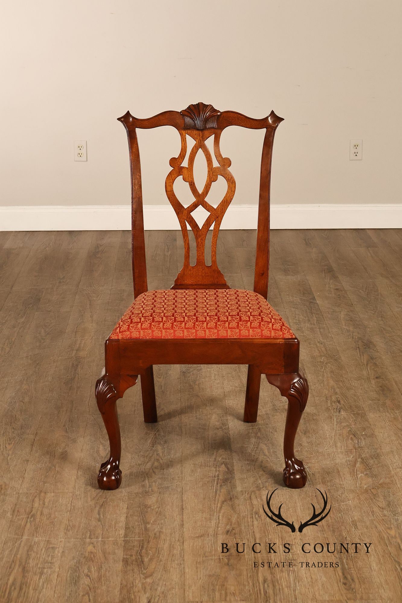 Stickley Chippendale Style Set of Four Mahogany Dining Chairs