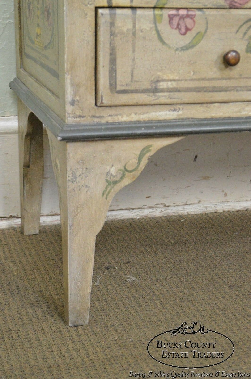 Adams Style Hand Painted Marble Top Chest of Drawers