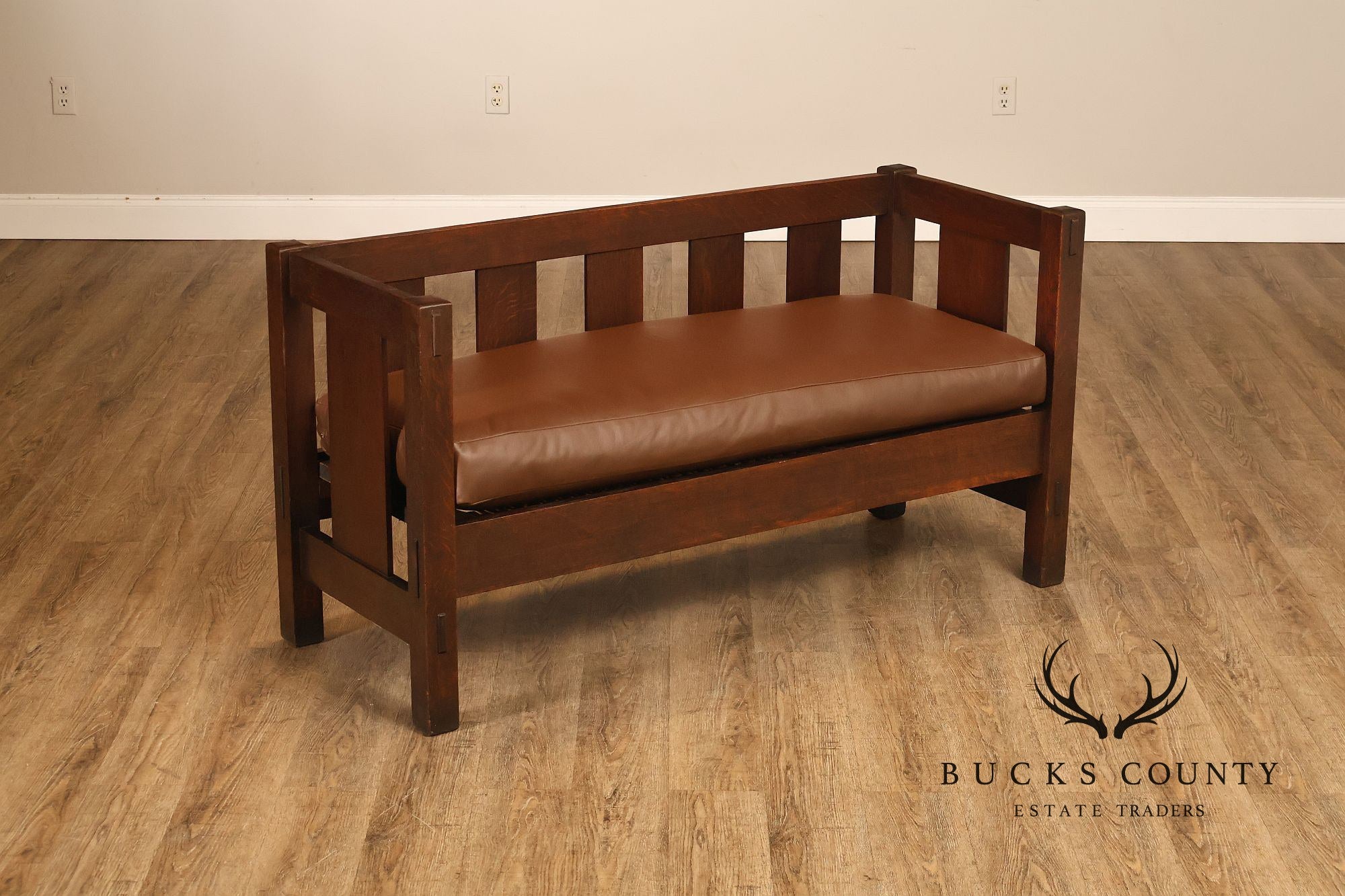 Gustav Stickley Antique  Mission Oak Hall Settle Model 205