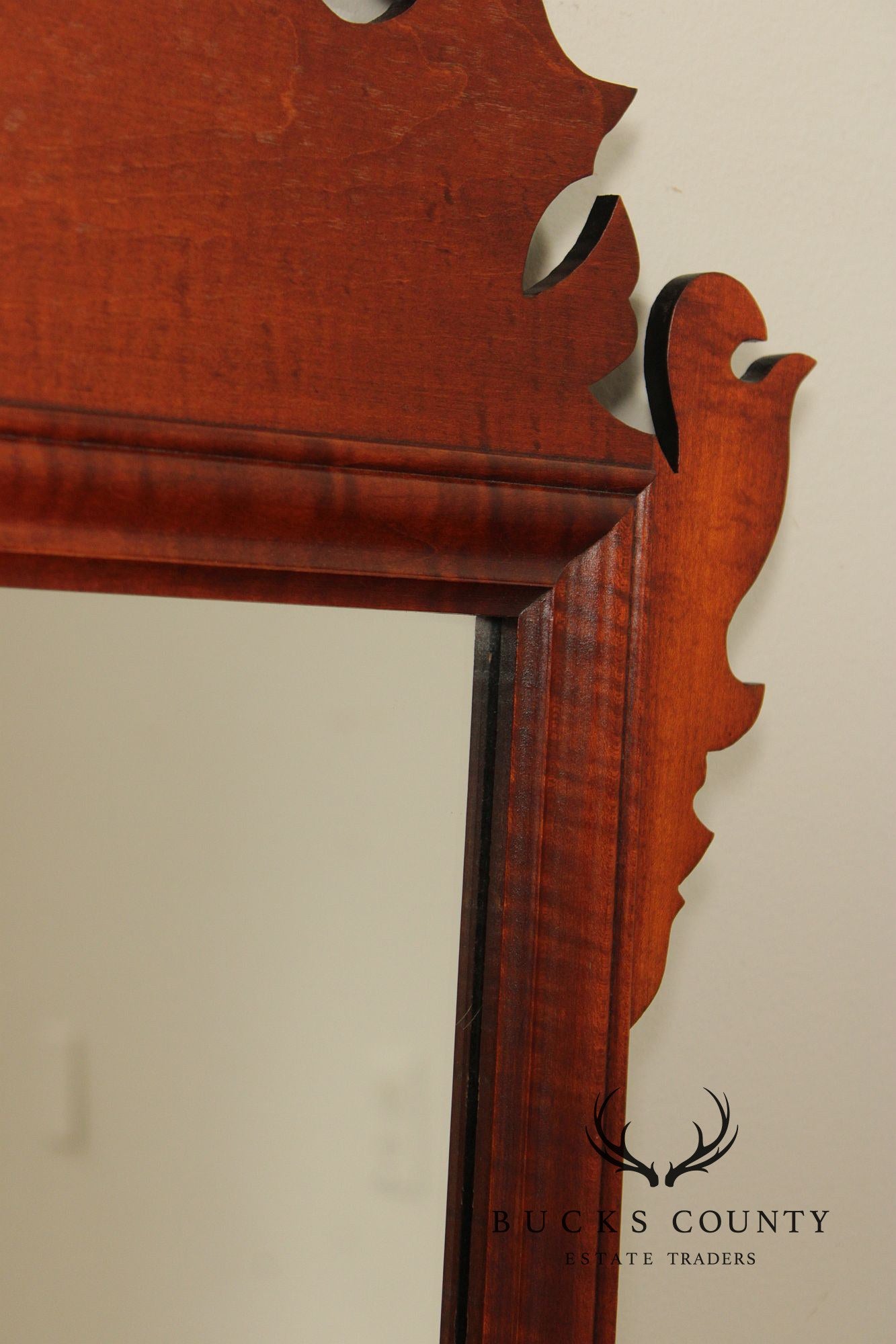 J.L. Treharn Chippendale Style Tiger Maple Wall Mirror