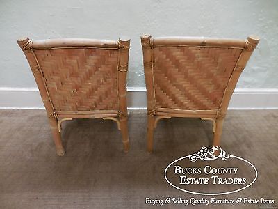 Vintage Set of 4 Heavy Genuine Bamboo Arm Chairs