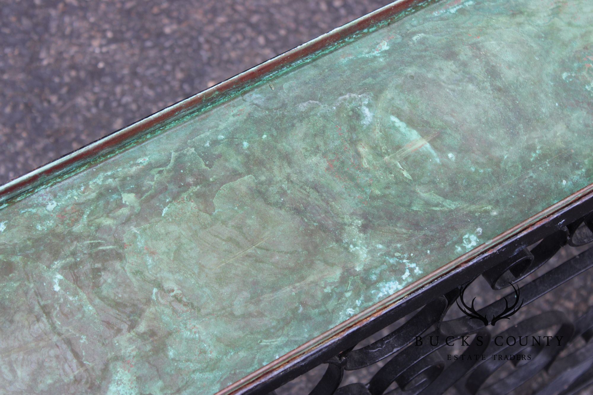 Ornamental Iron Window Length Narrow Planter With Copper Insert